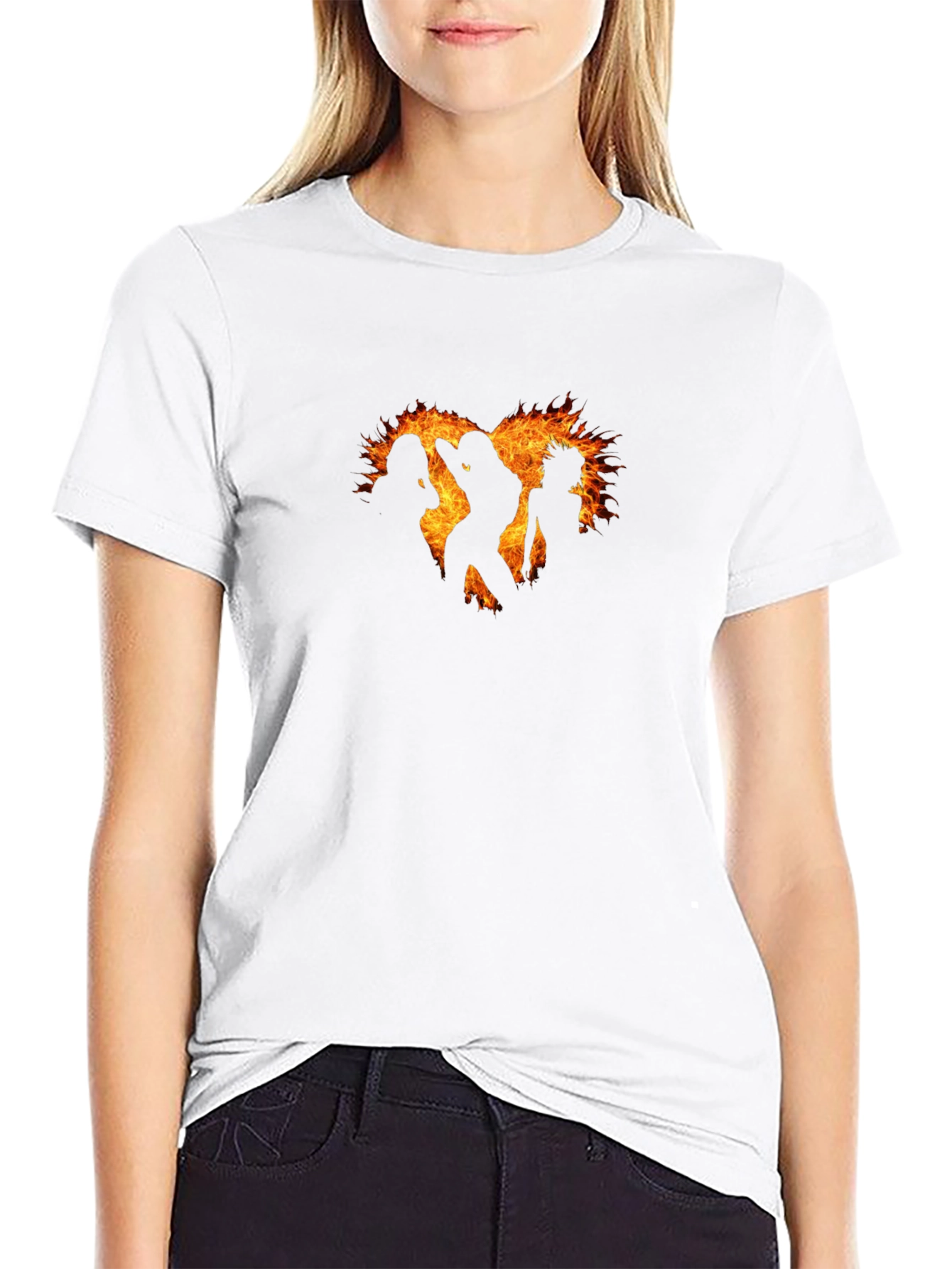 Fiery Silhouette Graphic Black T-Shirt