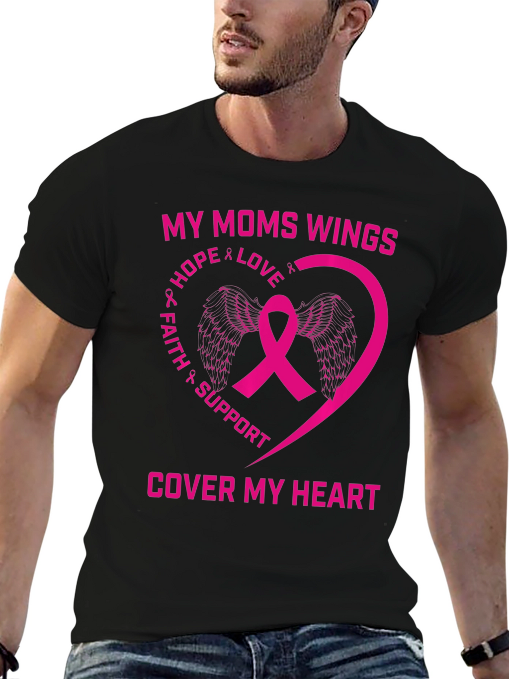 My Moms Wings Breast Cancer Awareness T-Shirt
