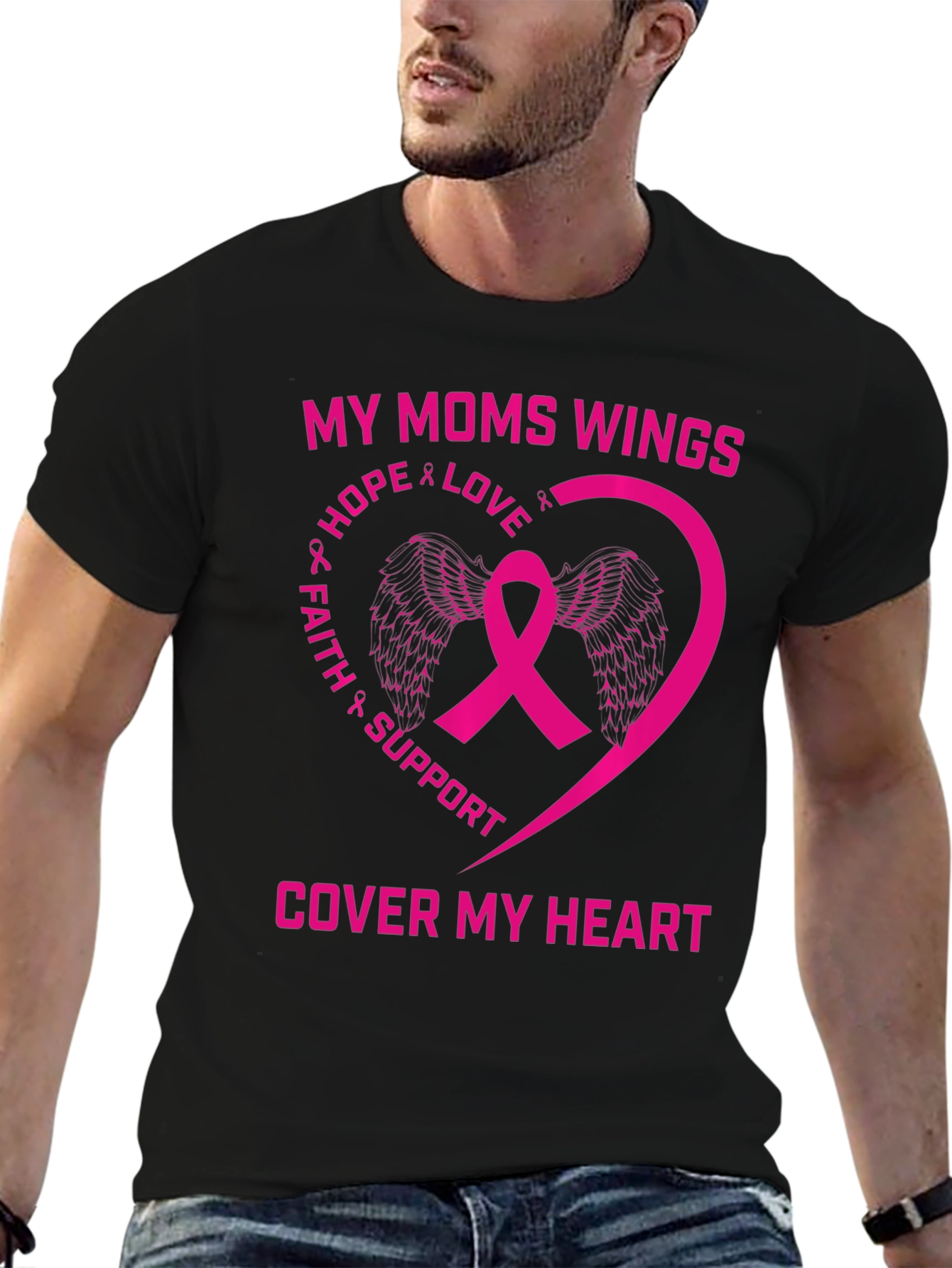 My Moms Wings Breast Cancer Awareness T-Shirt