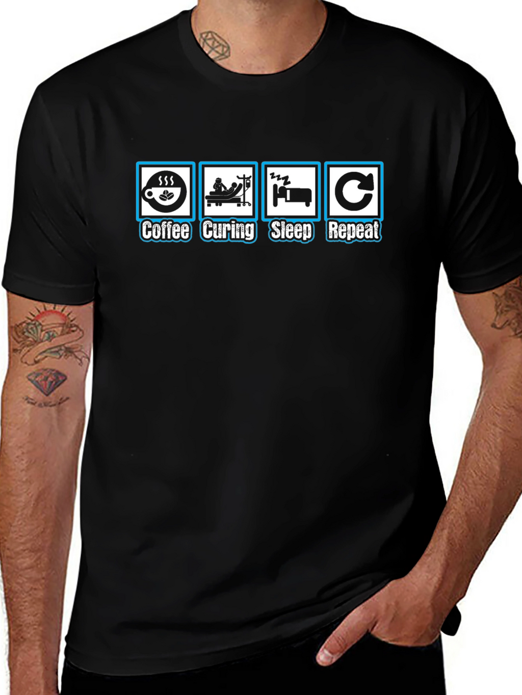 Coffee Curing Sleep Repeat Graphic Tee