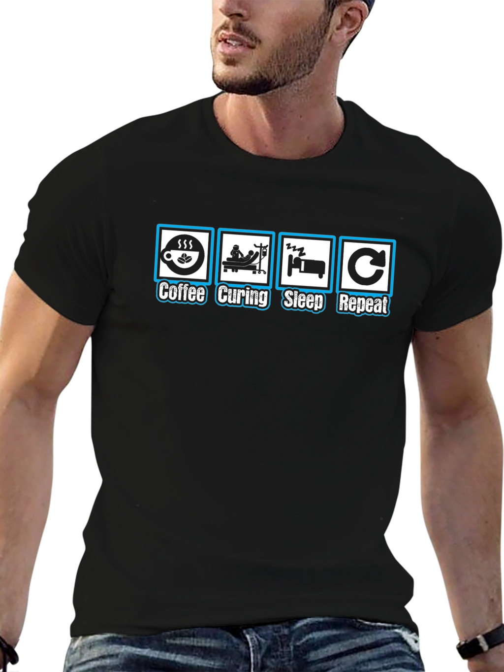 Coffee Curing Sleep Repeat Graphic Tee
