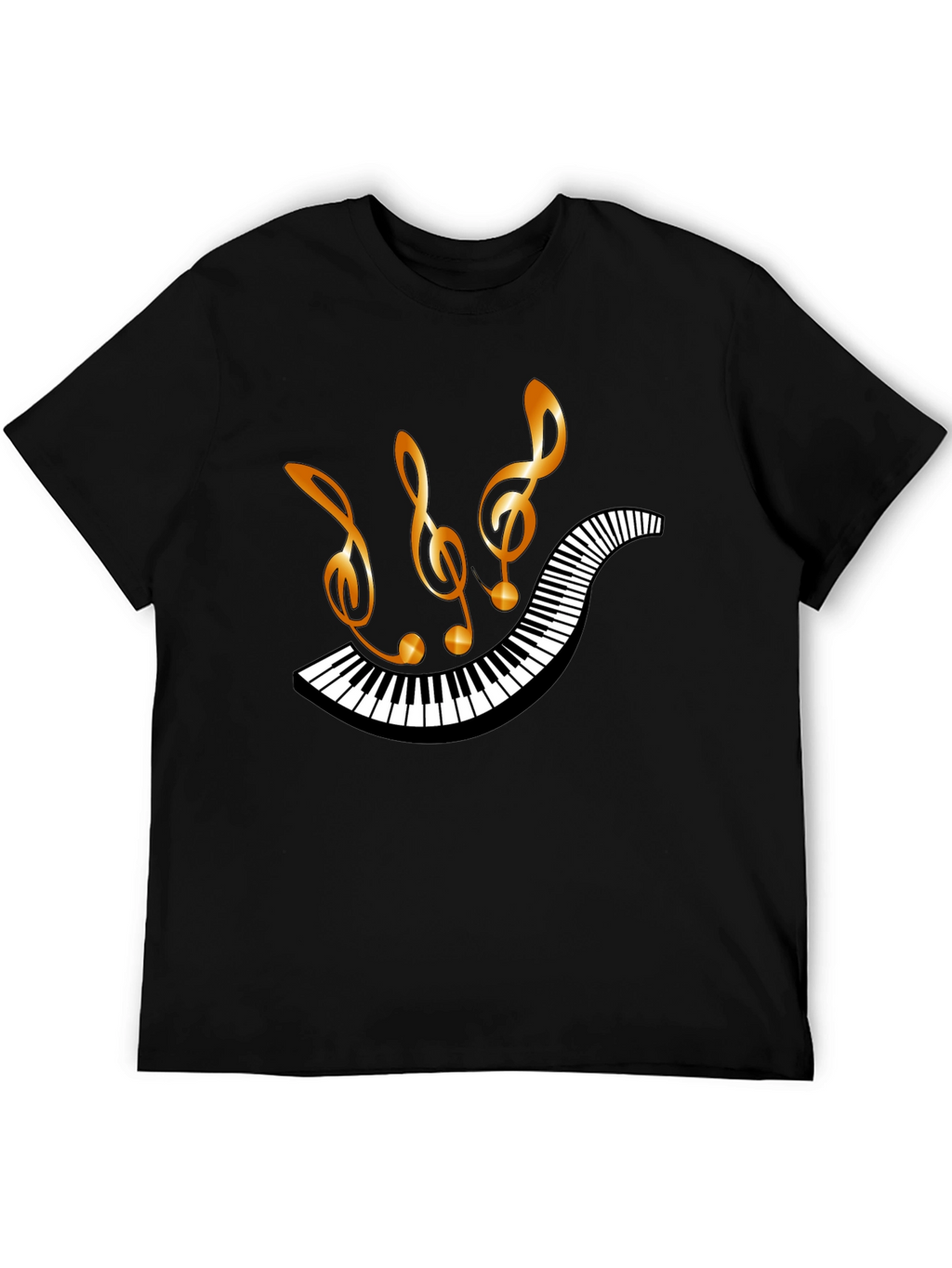 Musical Notes & Piano Keys Black T-Shirt