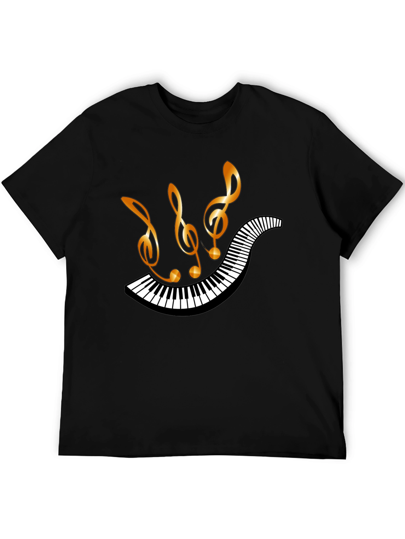 Musical Notes & Piano Keys Black T-Shirt