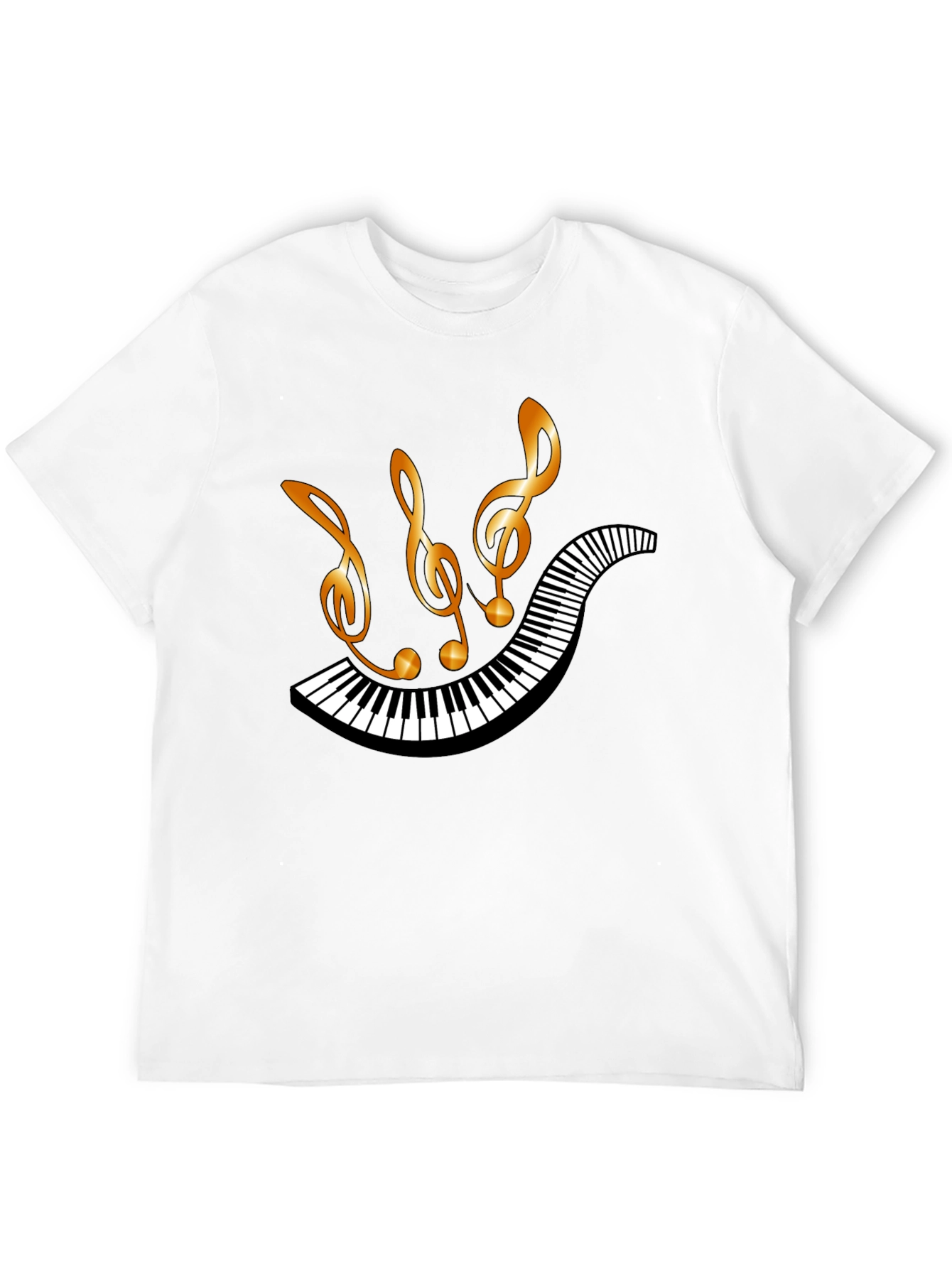 Musical Notes & Piano Keys Black T-Shirt