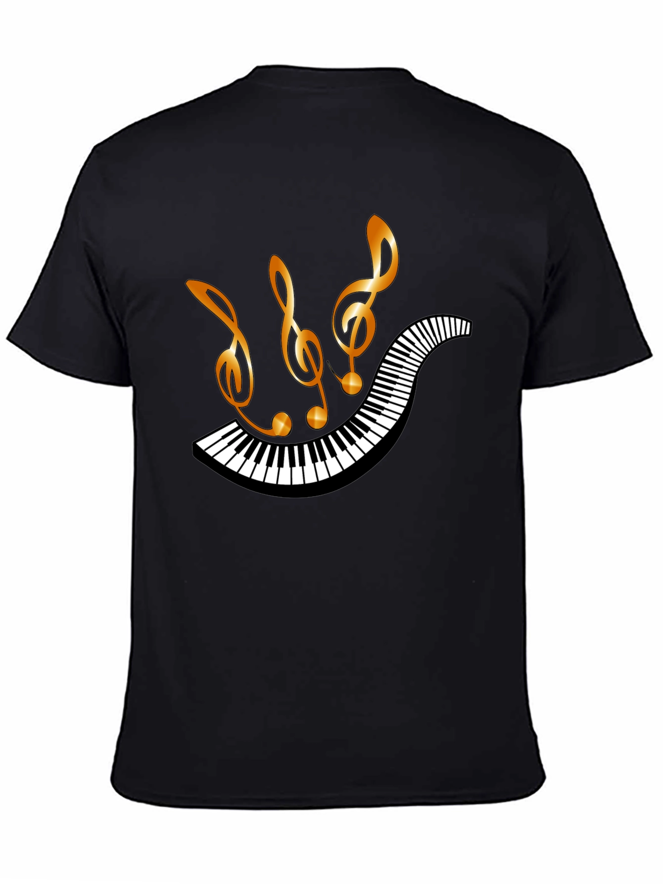 Musical Notes & Piano Keys Black T-Shirt