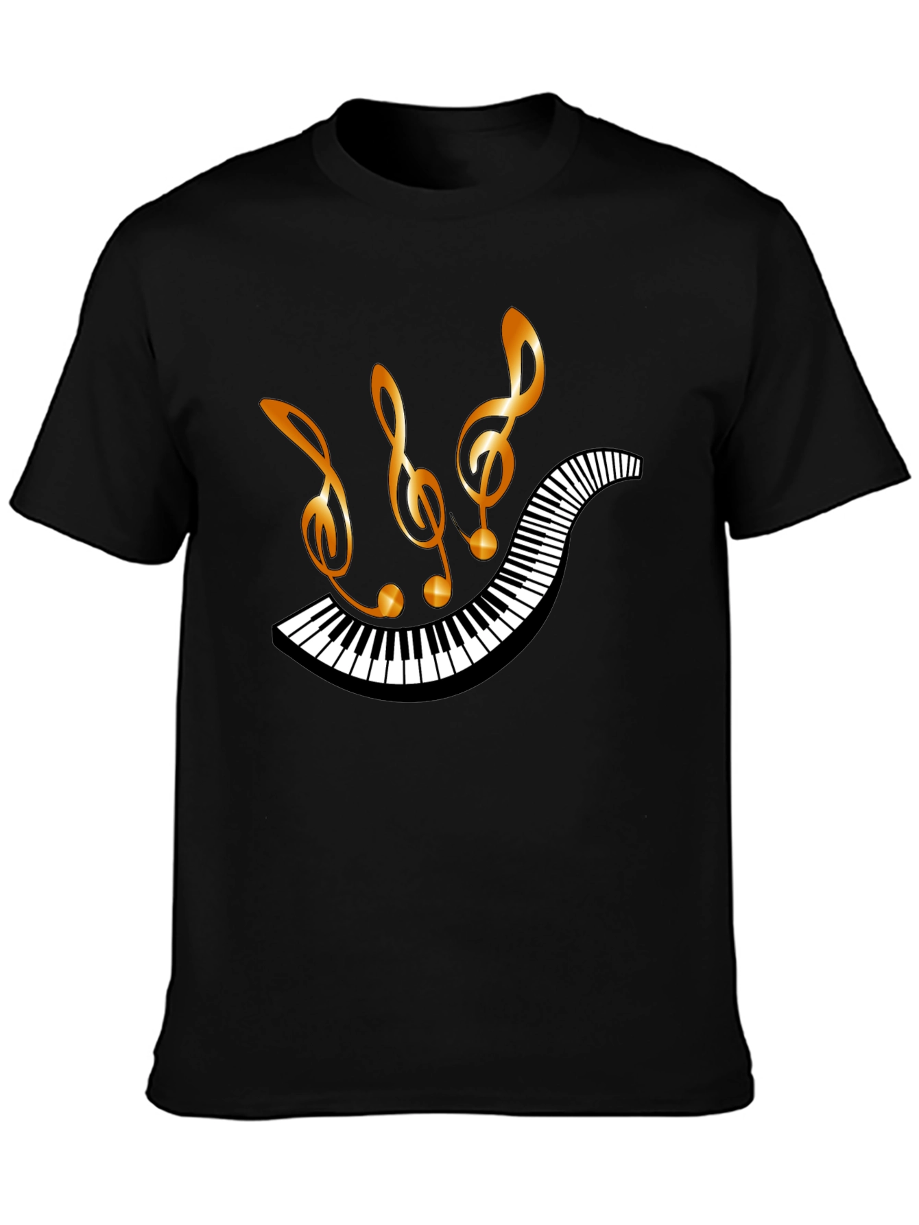 Musical Notes & Piano Keys Black T-Shirt