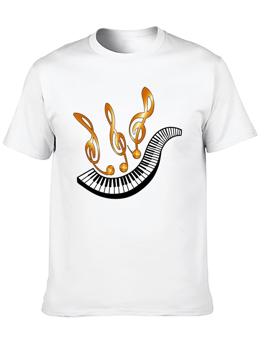 Musical Notes & Piano Keys Black T-Shirt