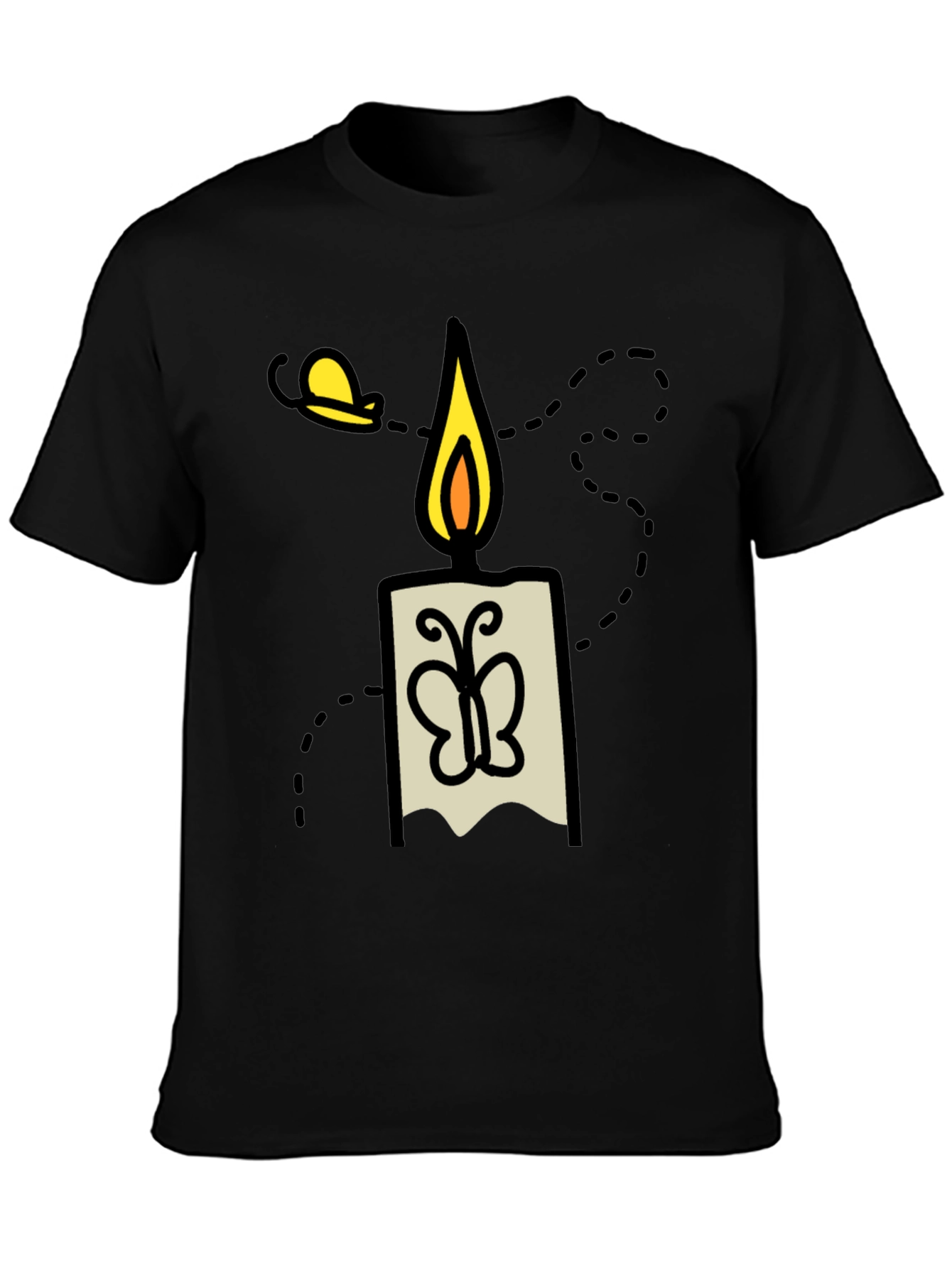 Candle & Moth Graphic T-Shirt - Mens Black Tee