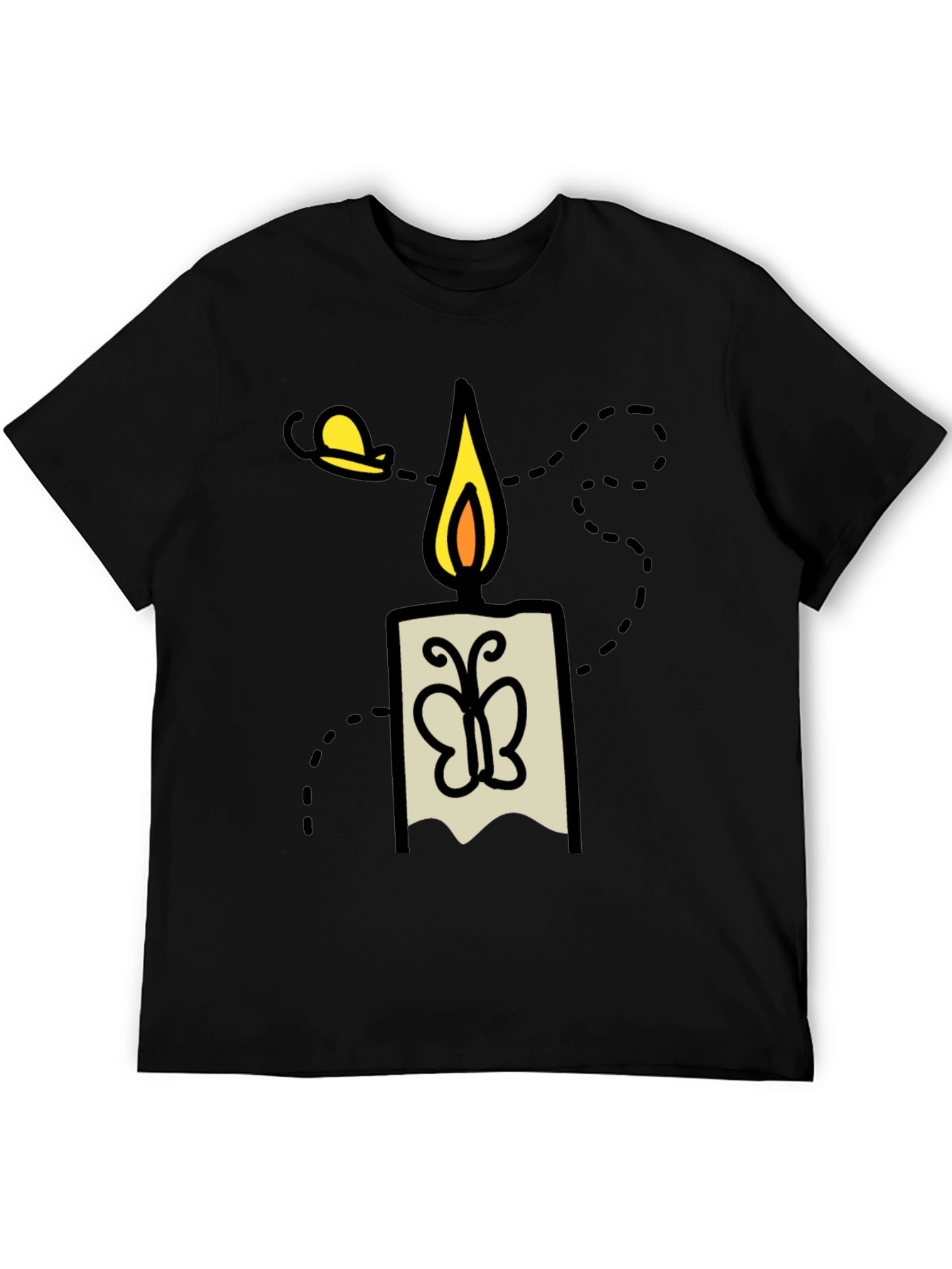 Candle & Moth Graphic T-Shirt - Mens Black Tee