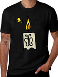 Candle & Moth Graphic T-Shirt - Mens Black Tee