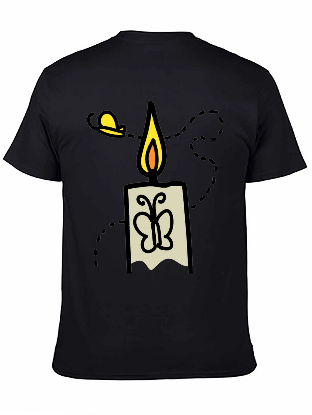 Candle & Moth Graphic T-Shirt - Mens Black Tee