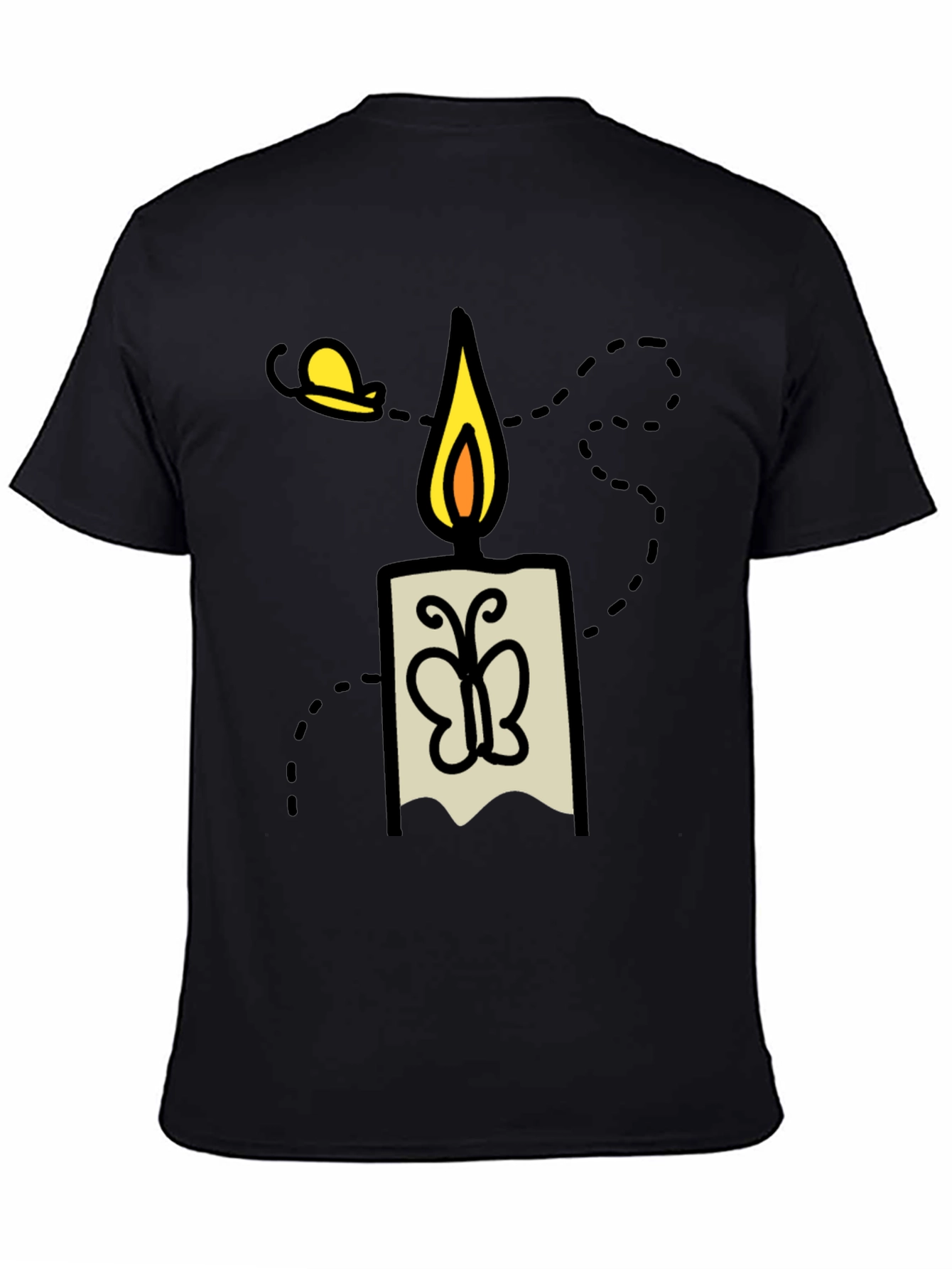 Candle & Moth Graphic T-Shirt - Mens Black Tee
