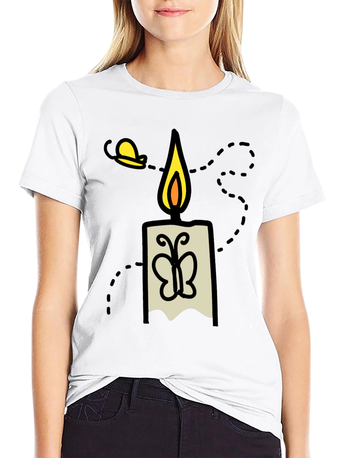 Candle & Moth Graphic T-Shirt - Mens Black Tee