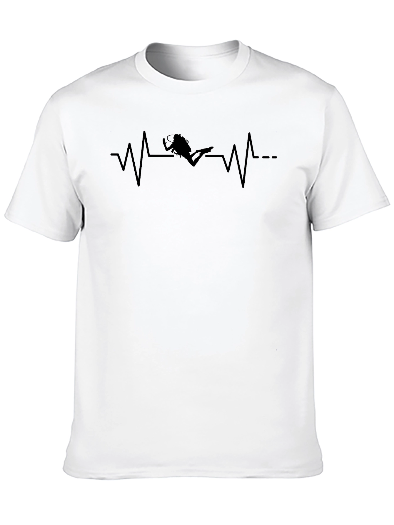 Diver Heartbeat Graphic T-Shirt - Black