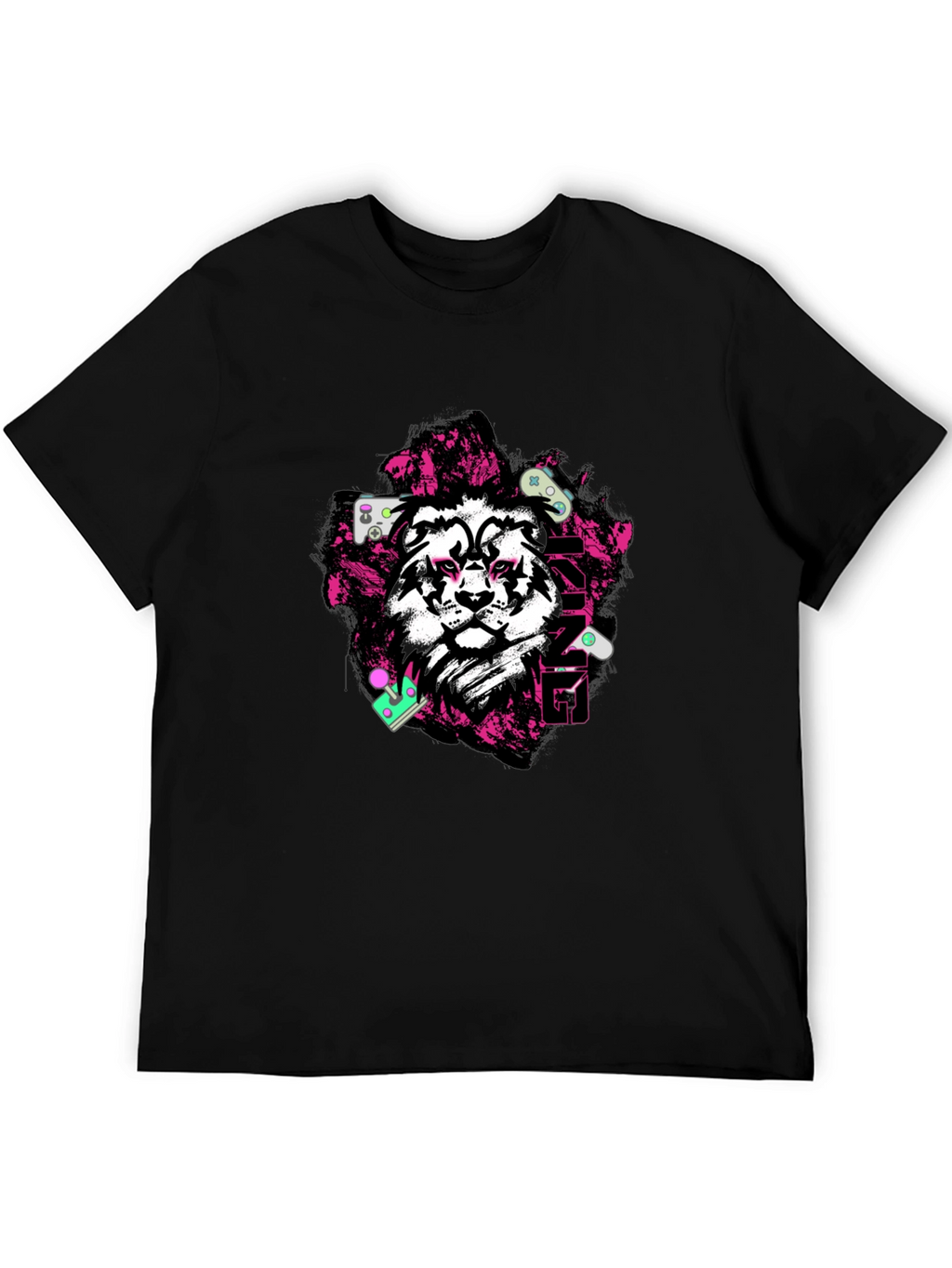 Gaming King Lion Black Graphic Tee