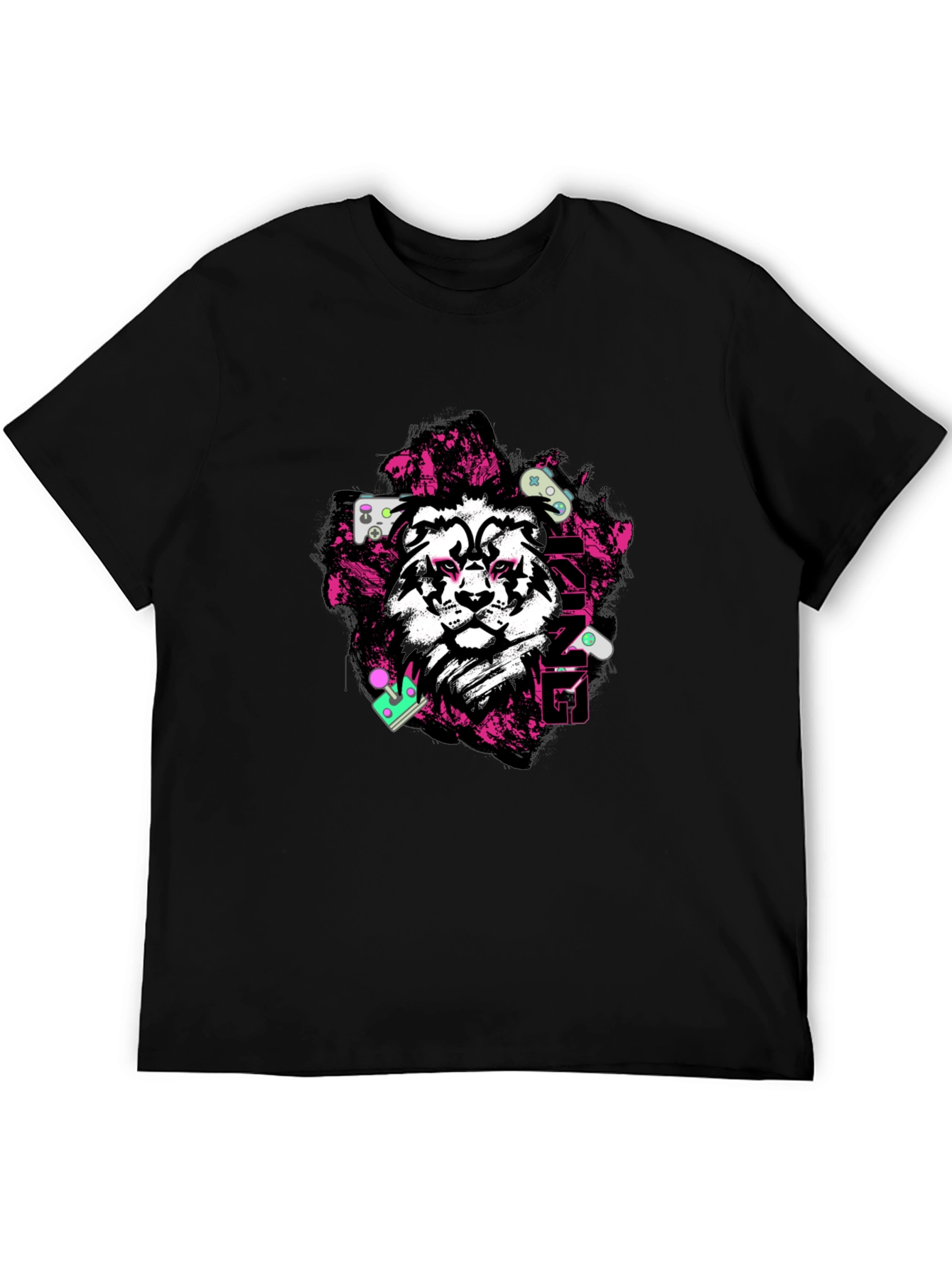 Gaming King Lion Black Graphic Tee