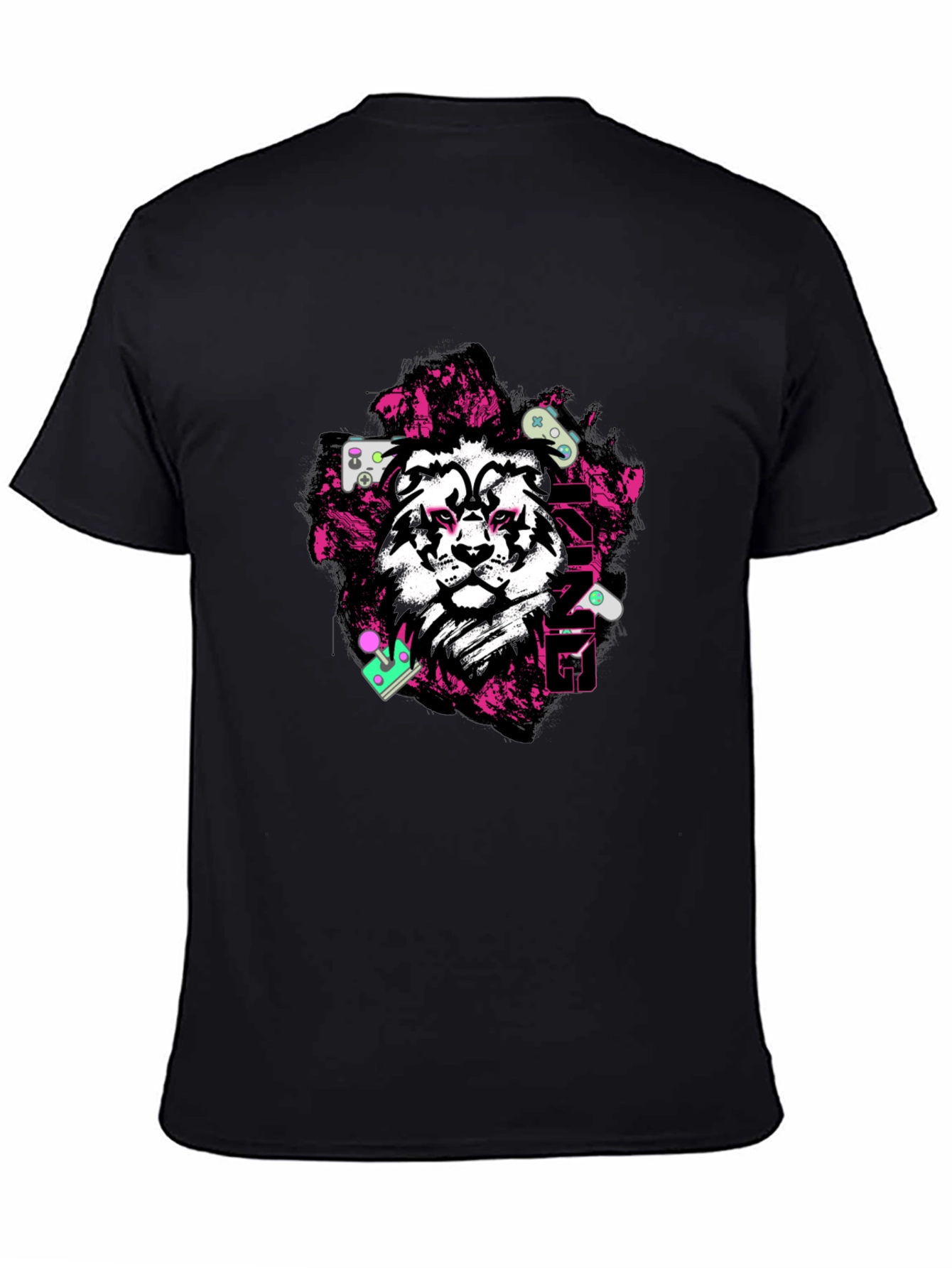 Gaming King Lion Black Graphic Tee