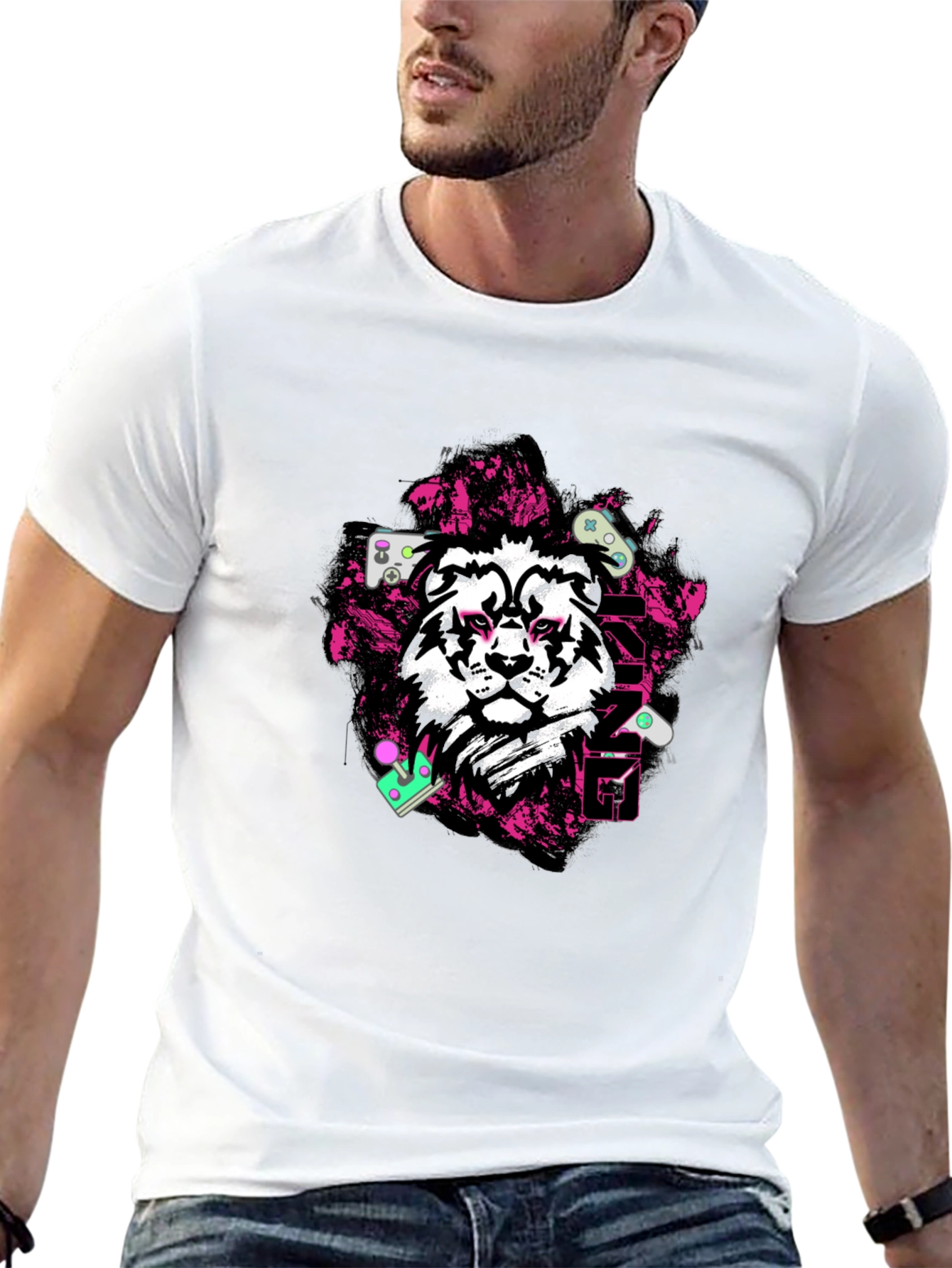Gaming King Lion Black Graphic Tee