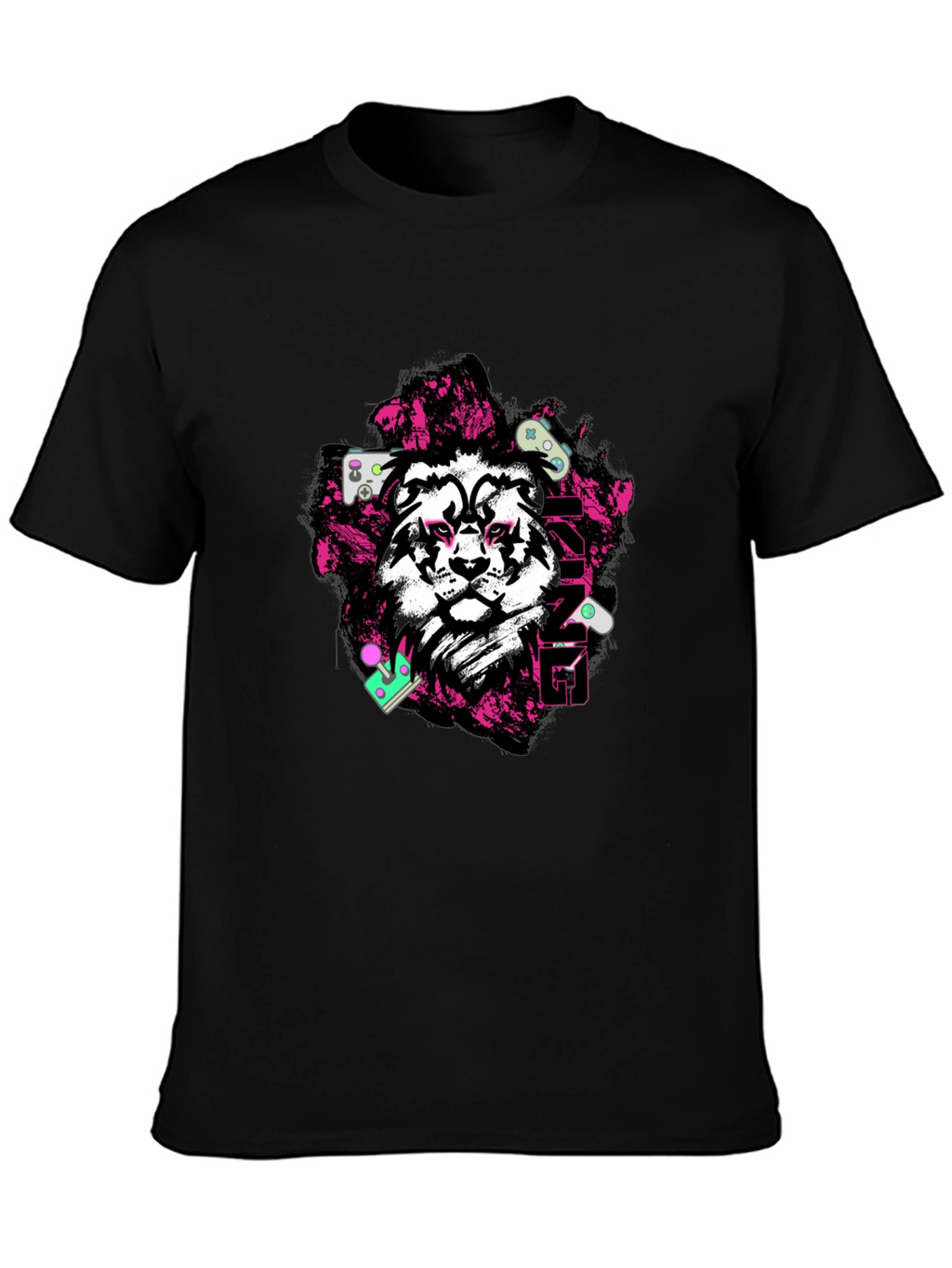 Gaming King Lion Black Graphic Tee