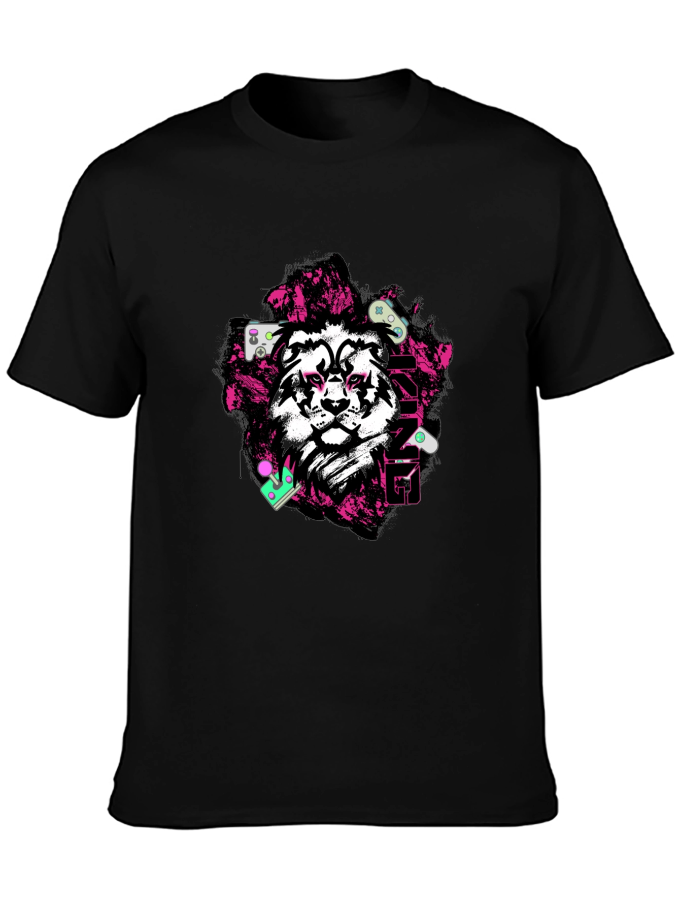 Gaming King Lion Black Graphic Tee