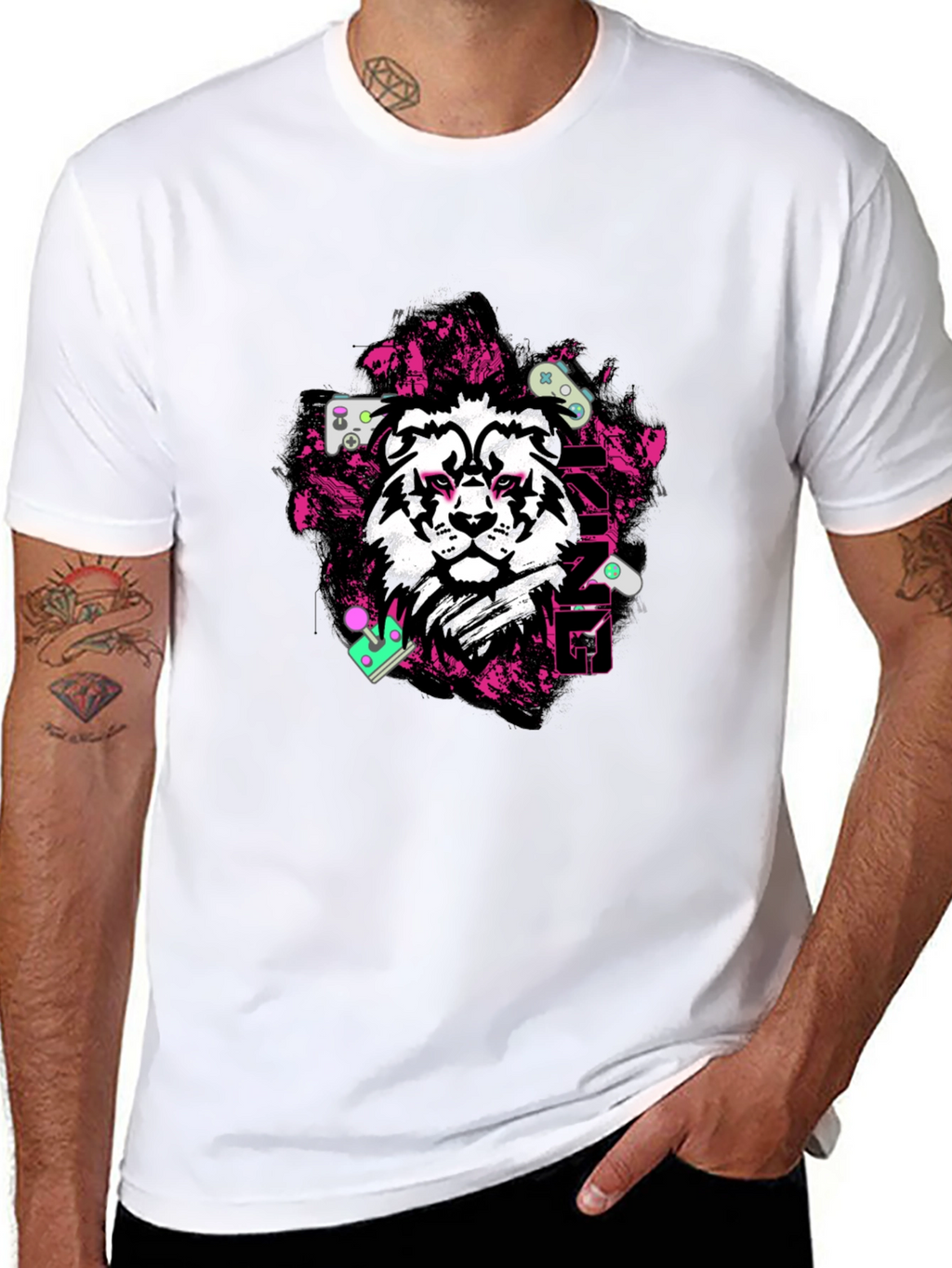 Gaming King Lion Black Graphic Tee