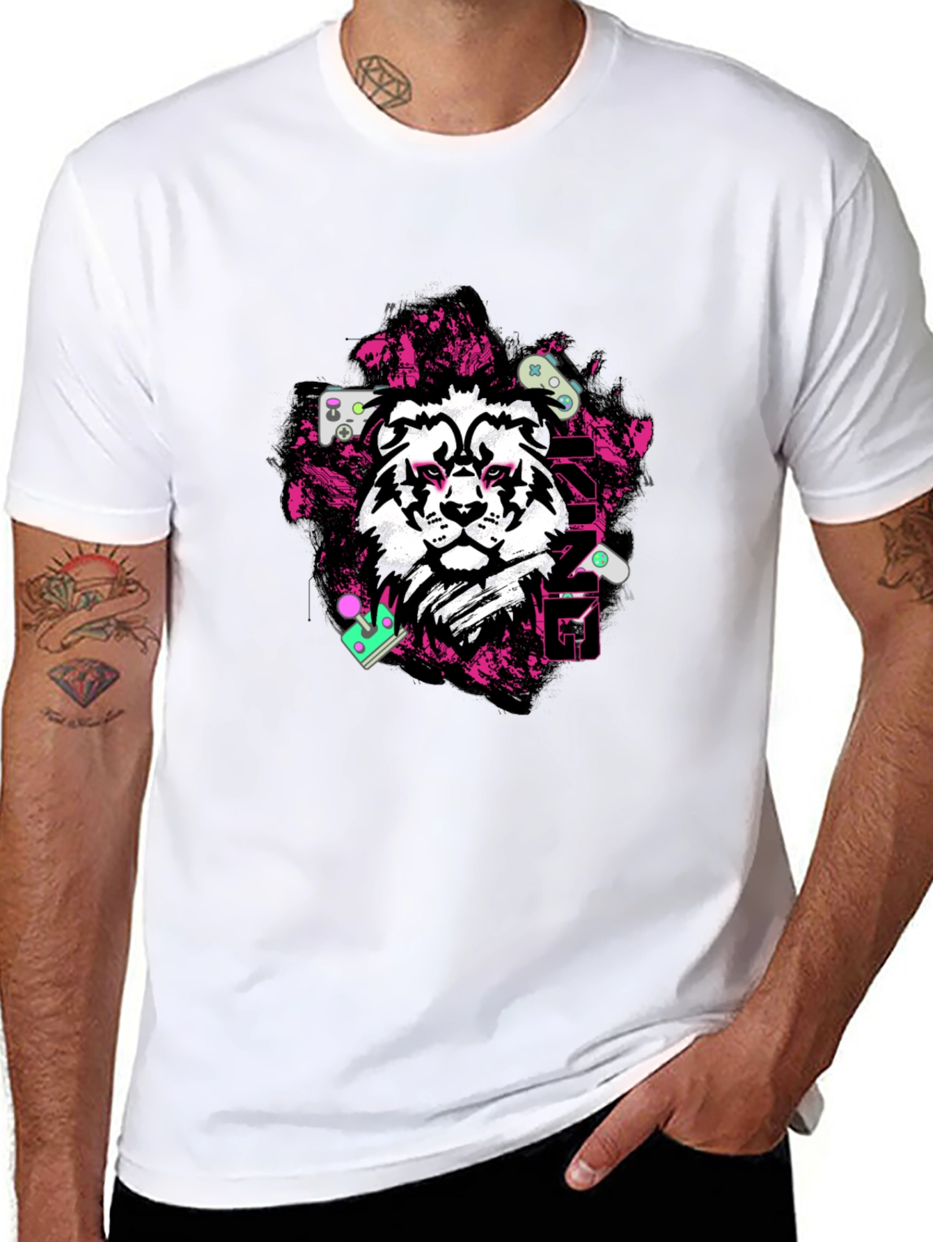 Gaming King Lion Black Graphic Tee