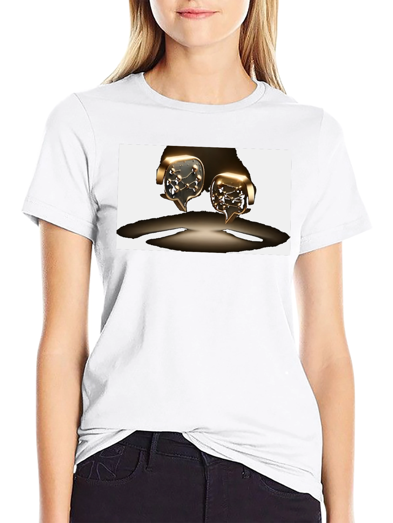 Unique Graphic Tee - Metallic Speech Bubble Design