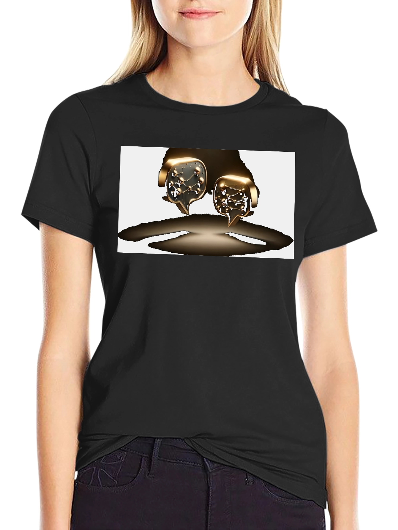 Unique Graphic Tee - Metallic Speech Bubble Design