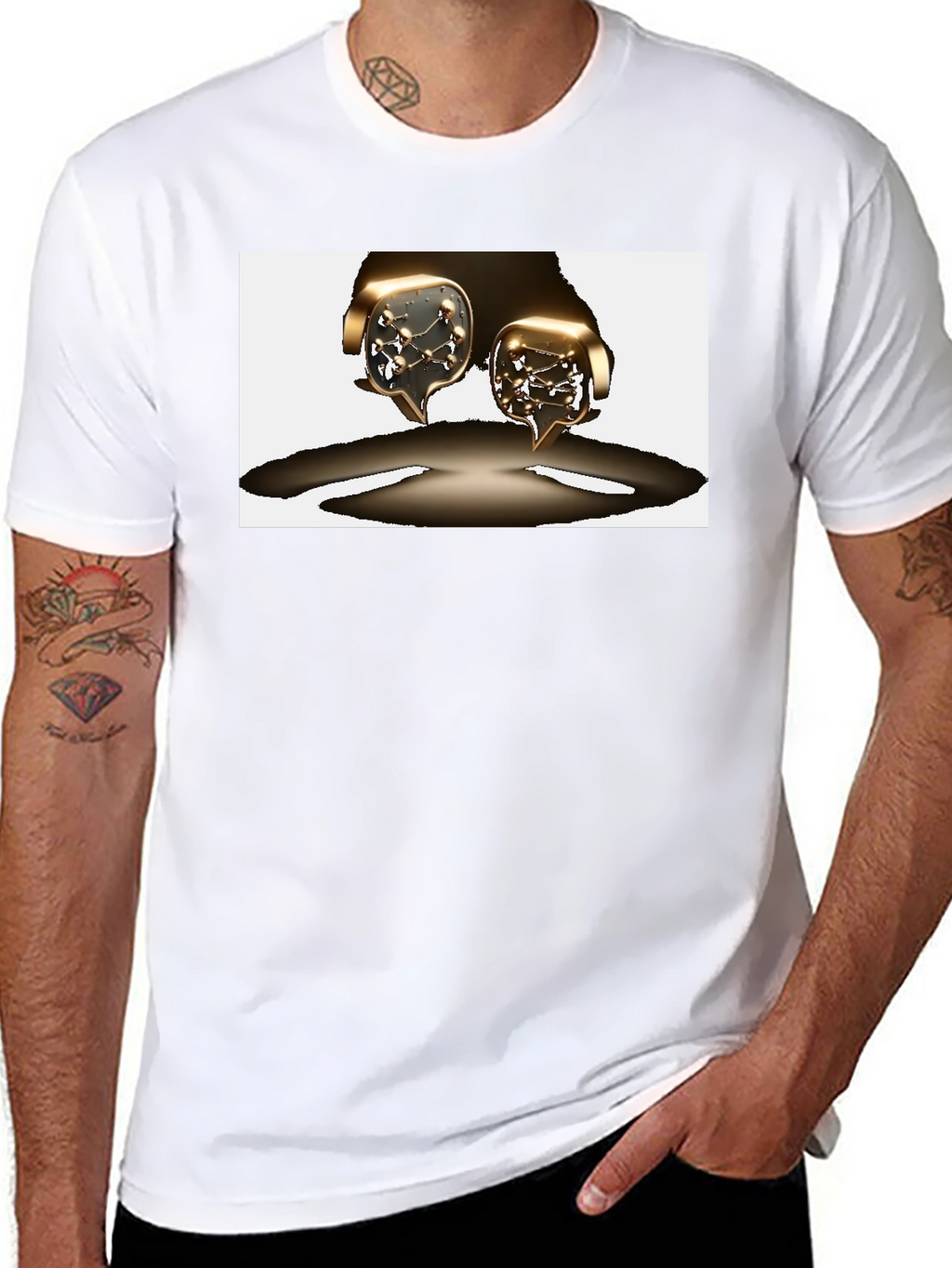 Unique Graphic Tee - Metallic Speech Bubble Design