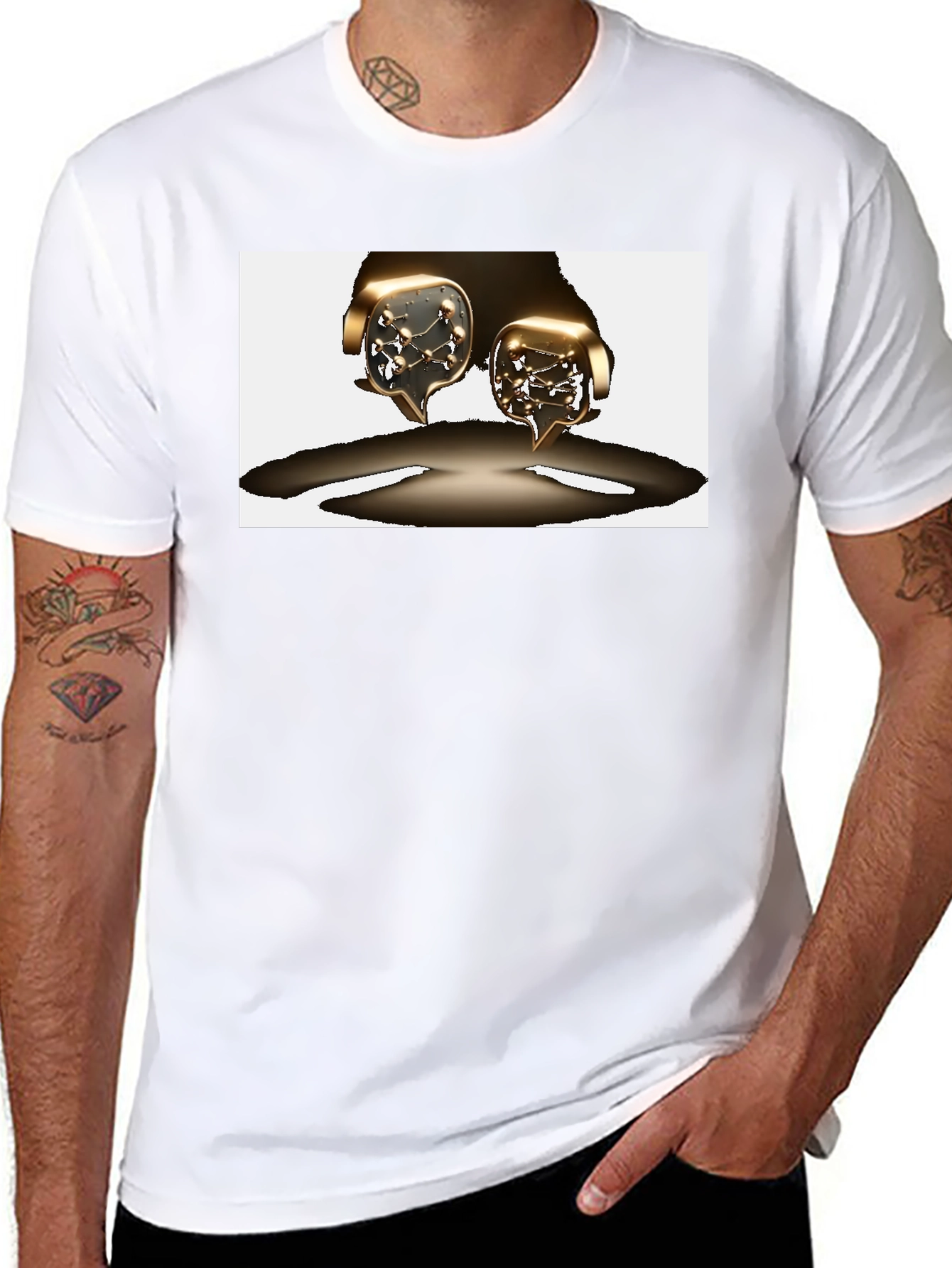 Unique Graphic Tee - Metallic Speech Bubble Design