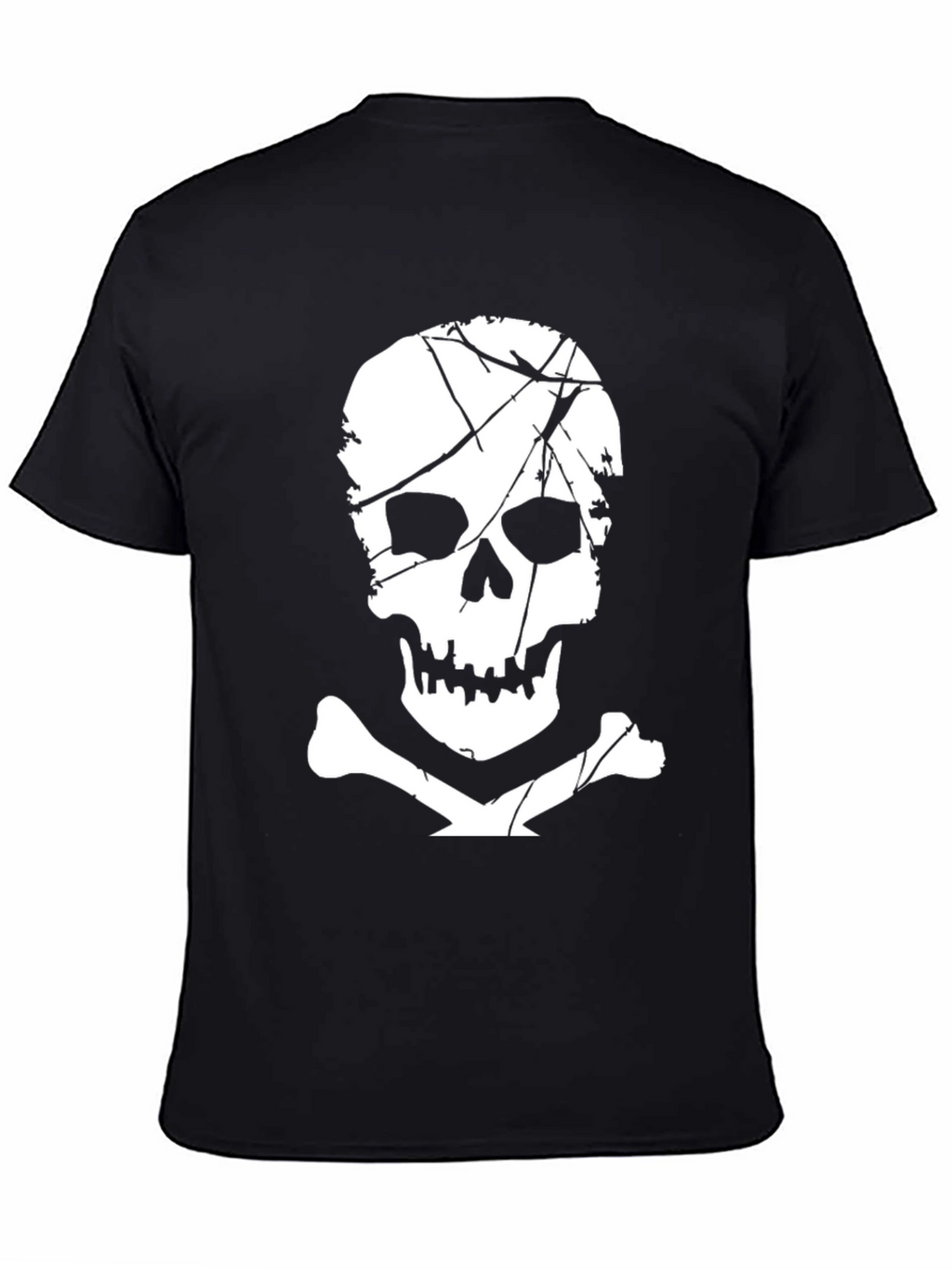 Mens Black T-Shirt with Skull and Crossbones Graphic