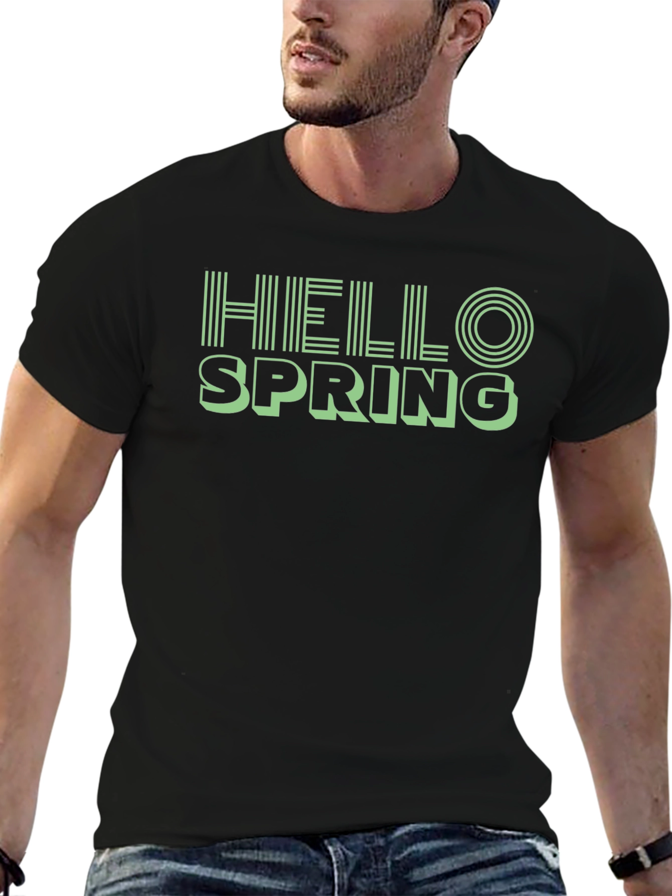 Hello Spring Black Graphic Tee