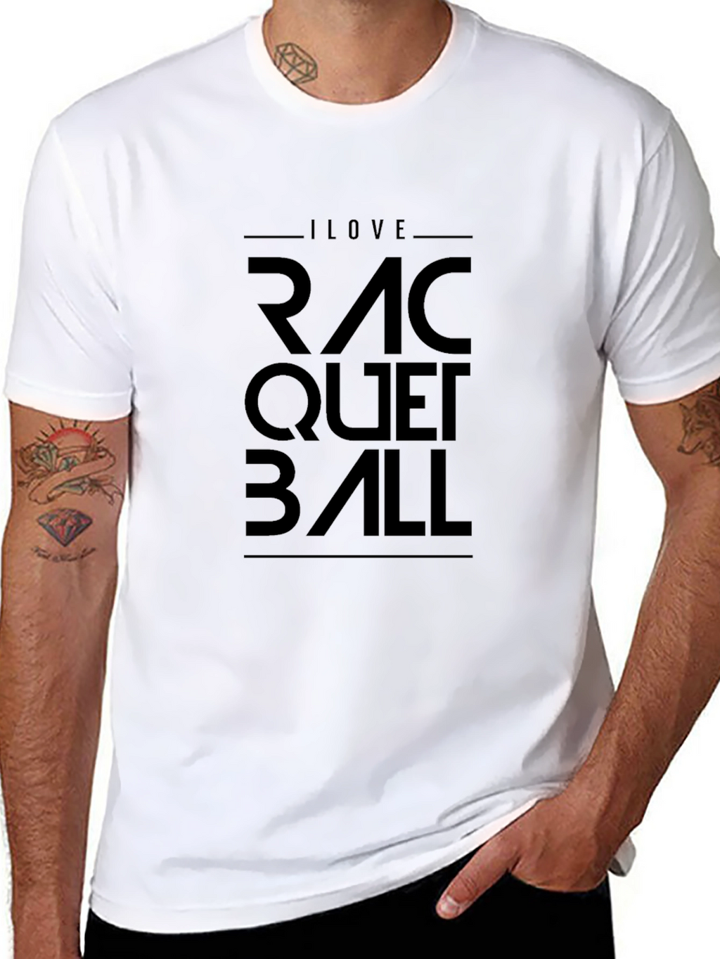I Love Racquetball Black T-Shirt