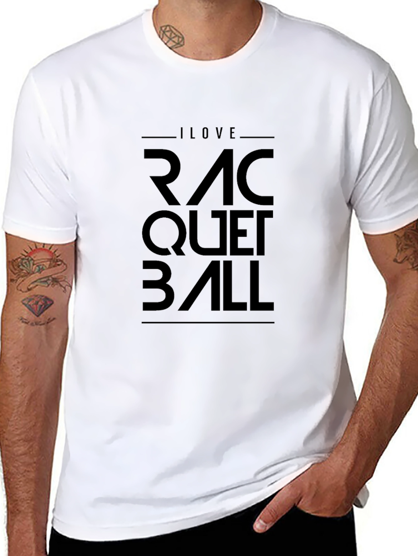 I Love Racquetball Black T-Shirt