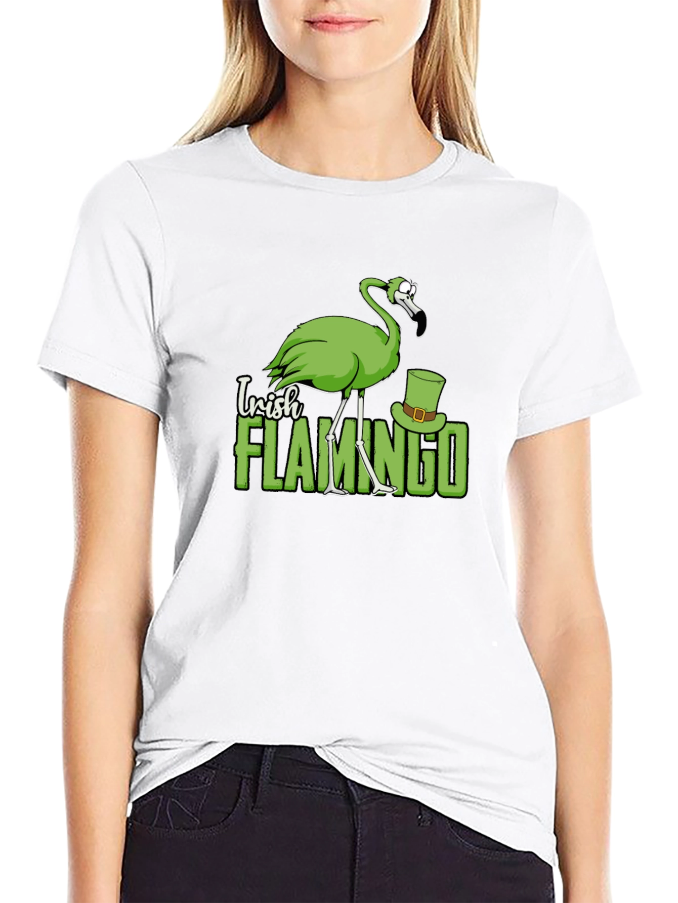 Irish Flamingo Graphic T-Shirt - St. Patricks Day