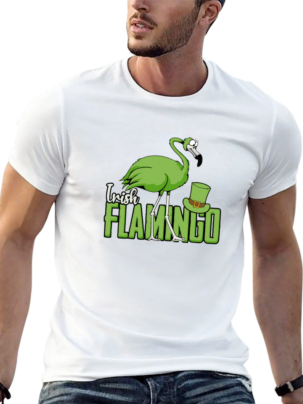 Irish Flamingo Graphic T-Shirt - St. Patricks Day