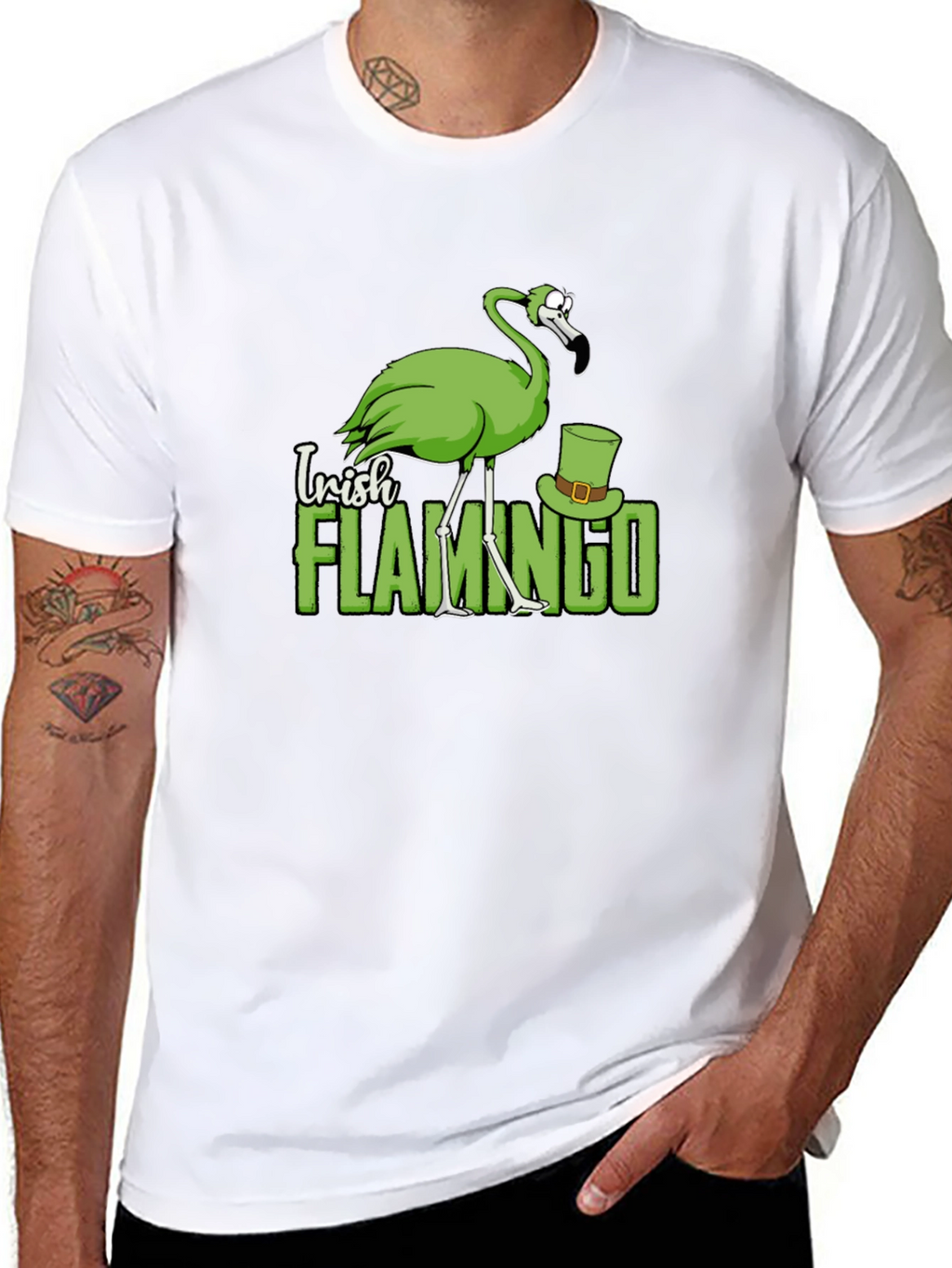 Irish Flamingo Graphic T-Shirt - St. Patricks Day
