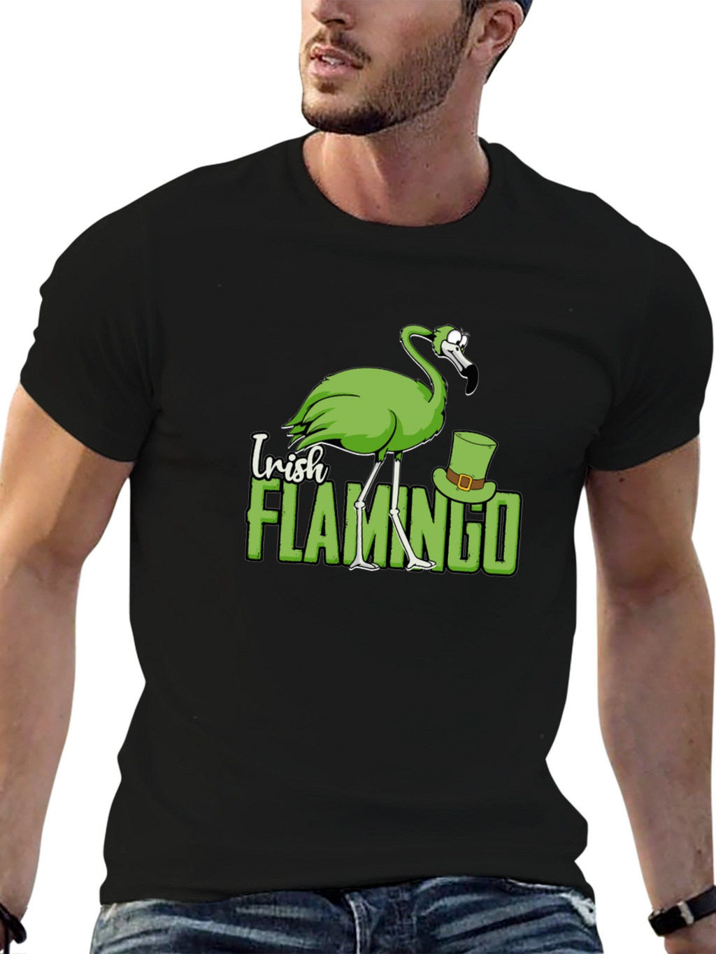 Irish Flamingo Graphic T-Shirt - St. Patricks Day