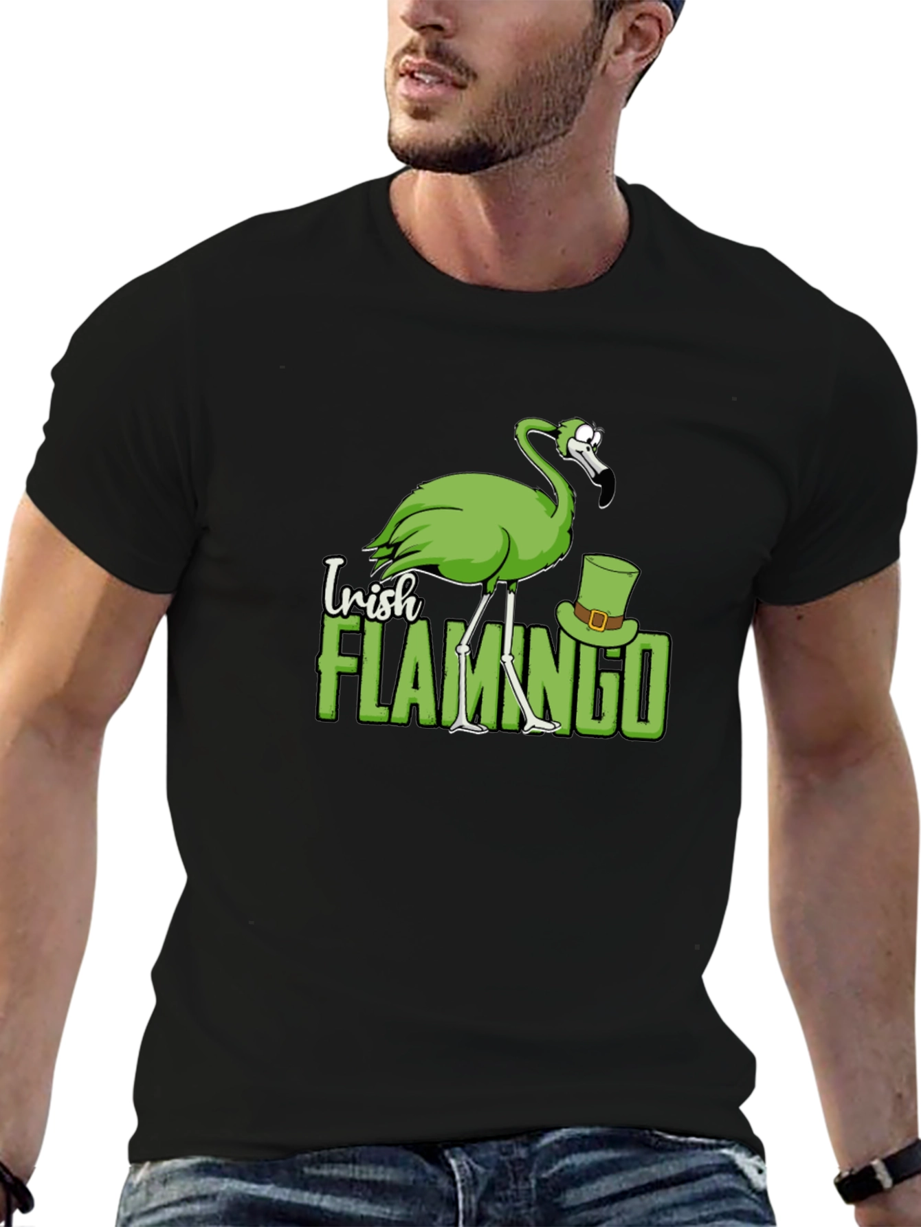 Irish Flamingo Graphic T-Shirt - St. Patricks Day