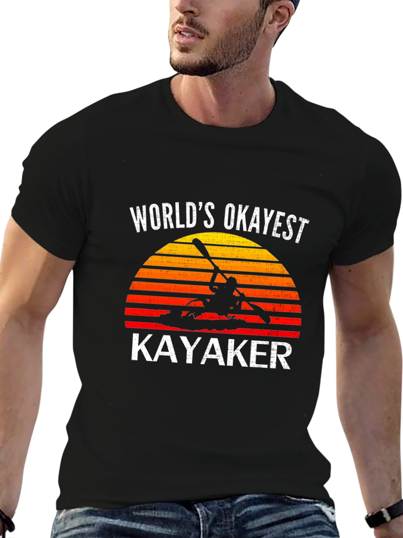 Worlds Okayest Kayaker Graphic T-Shirt - Kayaking Gift
