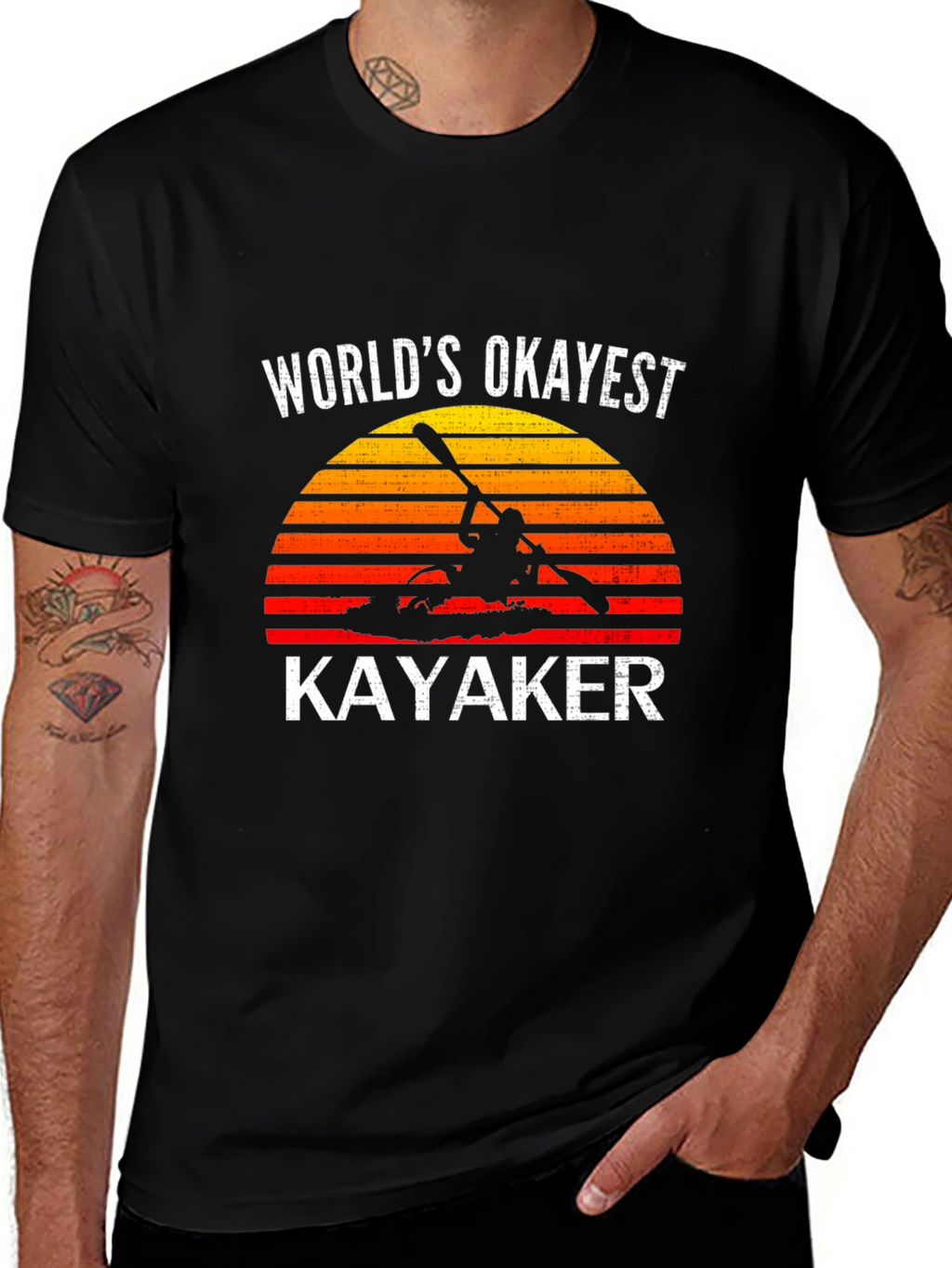Worlds Okayest Kayaker Graphic T-Shirt - Kayaking Gift