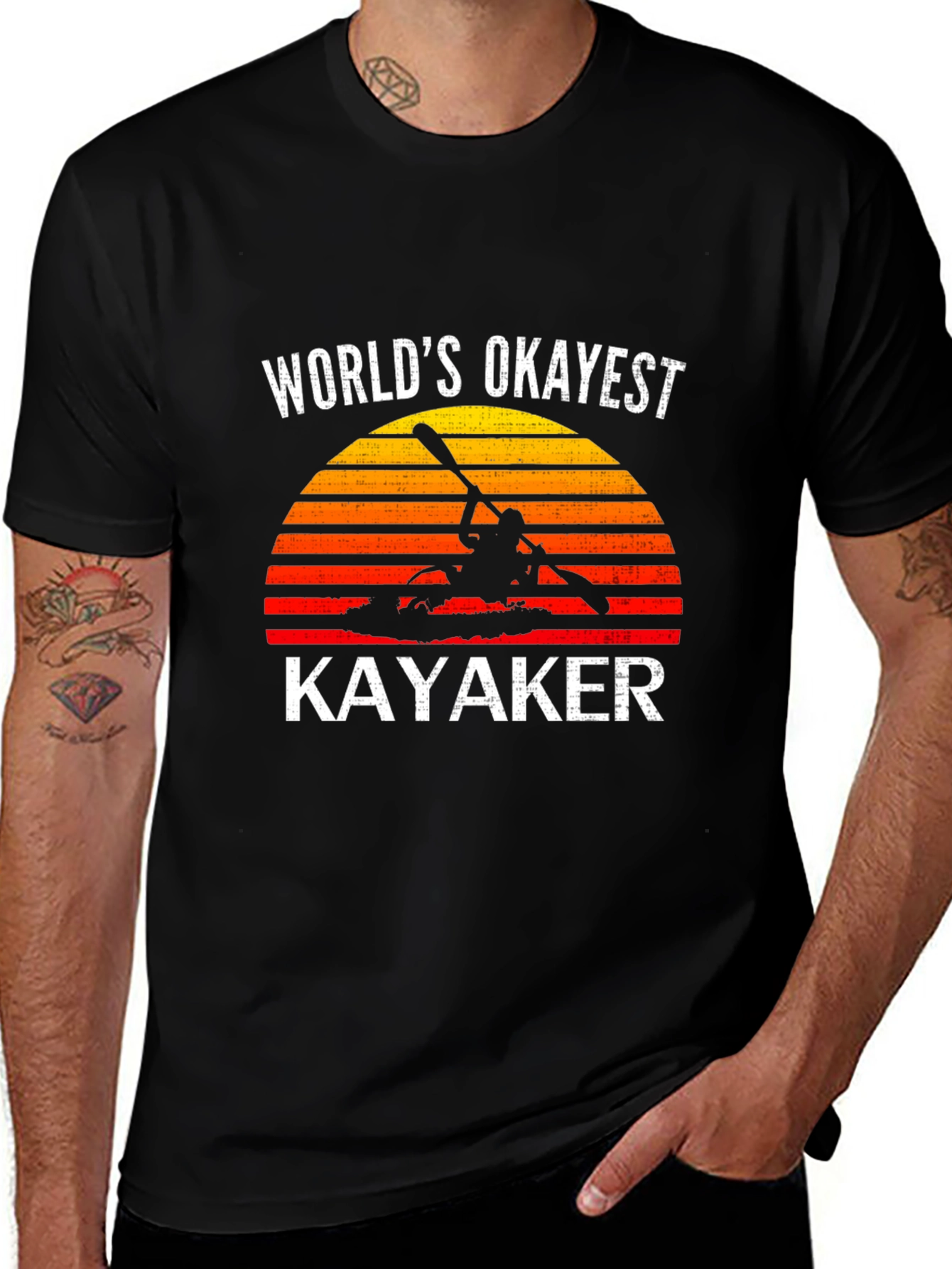 Worlds Okayest Kayaker Graphic T-Shirt - Kayaking Gift