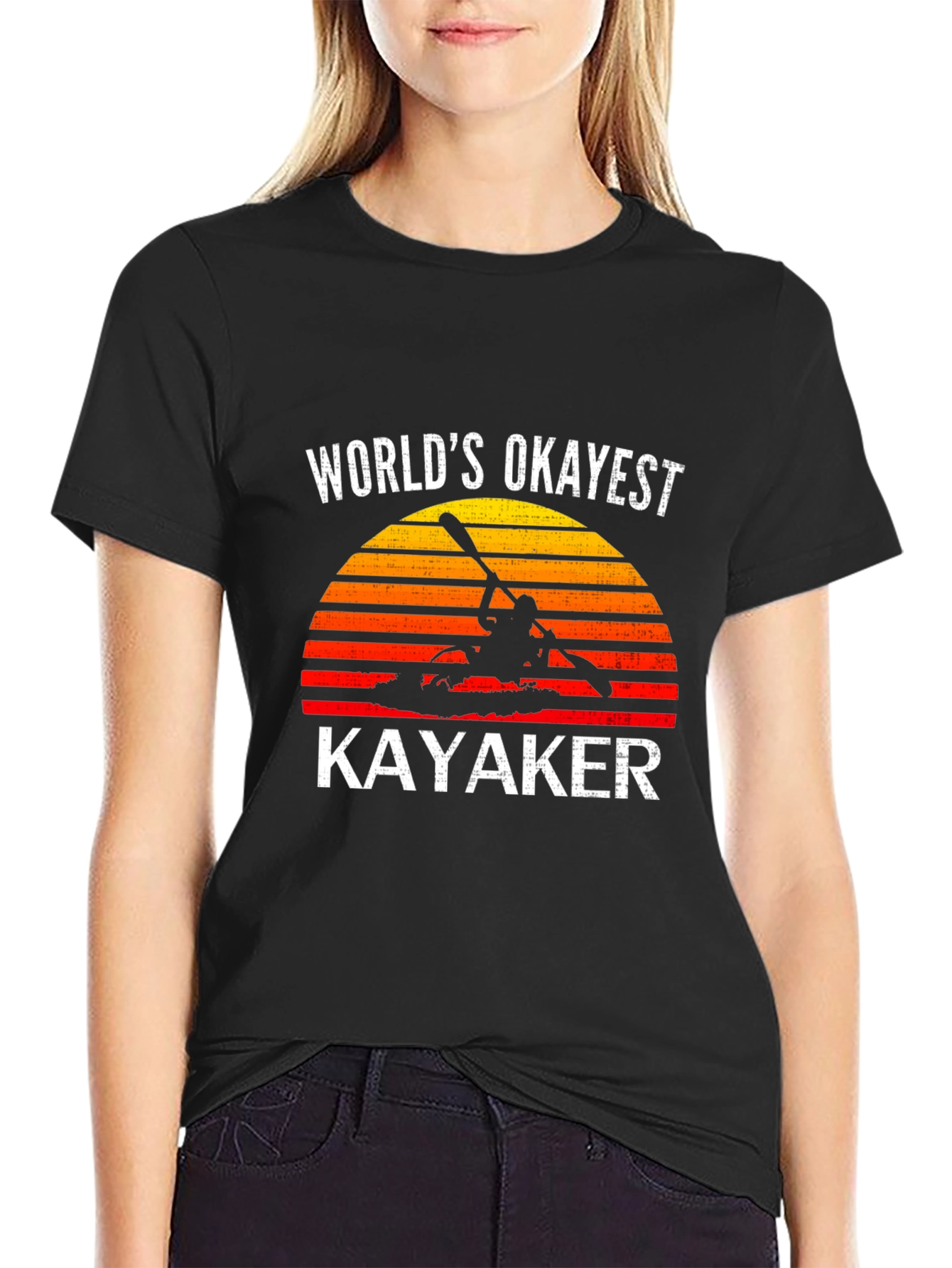 Worlds Okayest Kayaker Graphic T-Shirt - Kayaking Gift