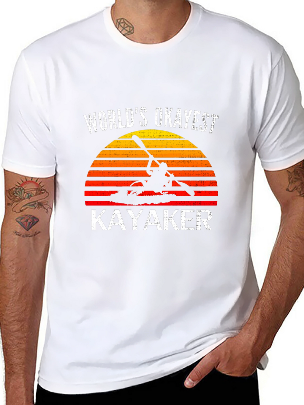 Worlds Okayest Kayaker Graphic T-Shirt - Kayaking Gift