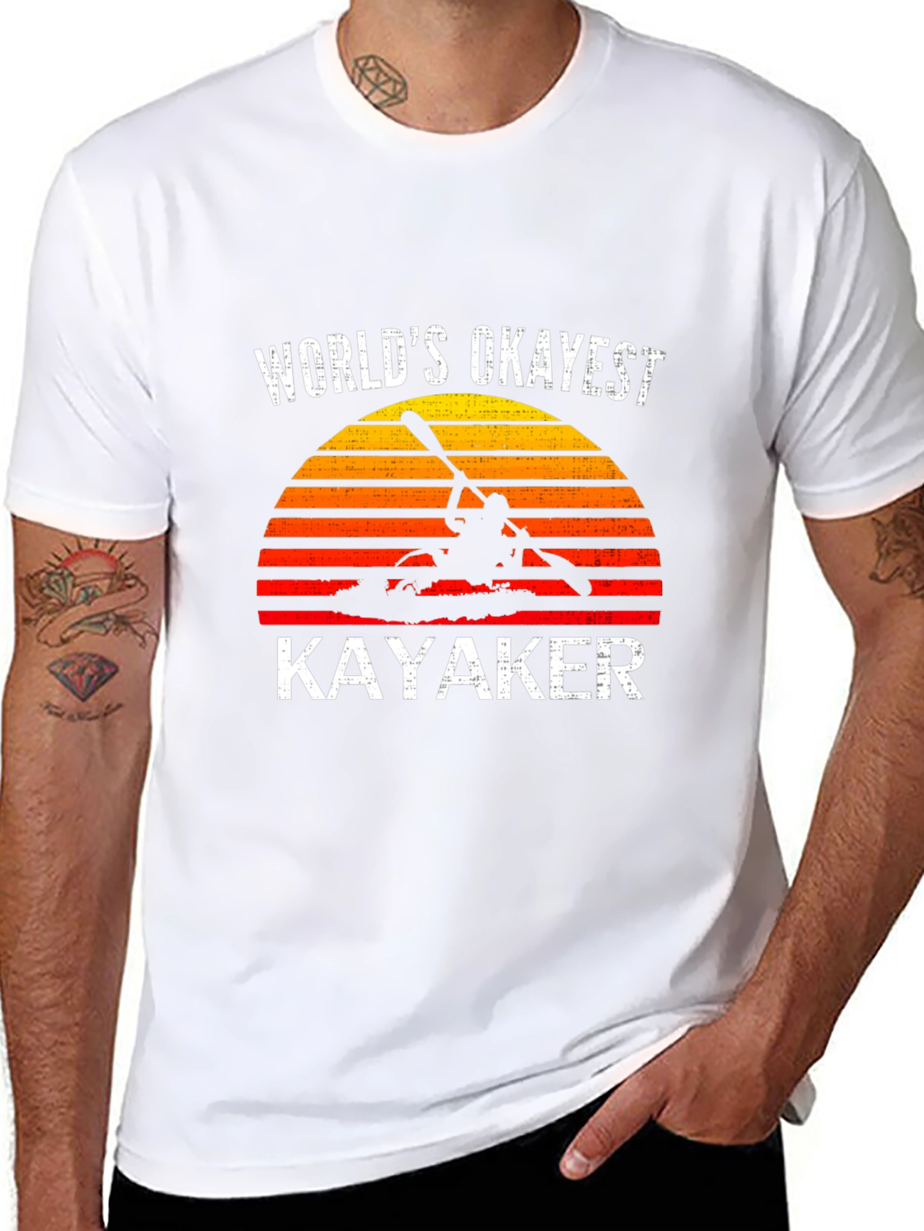 Worlds Okayest Kayaker Graphic T-Shirt - Kayaking Gift