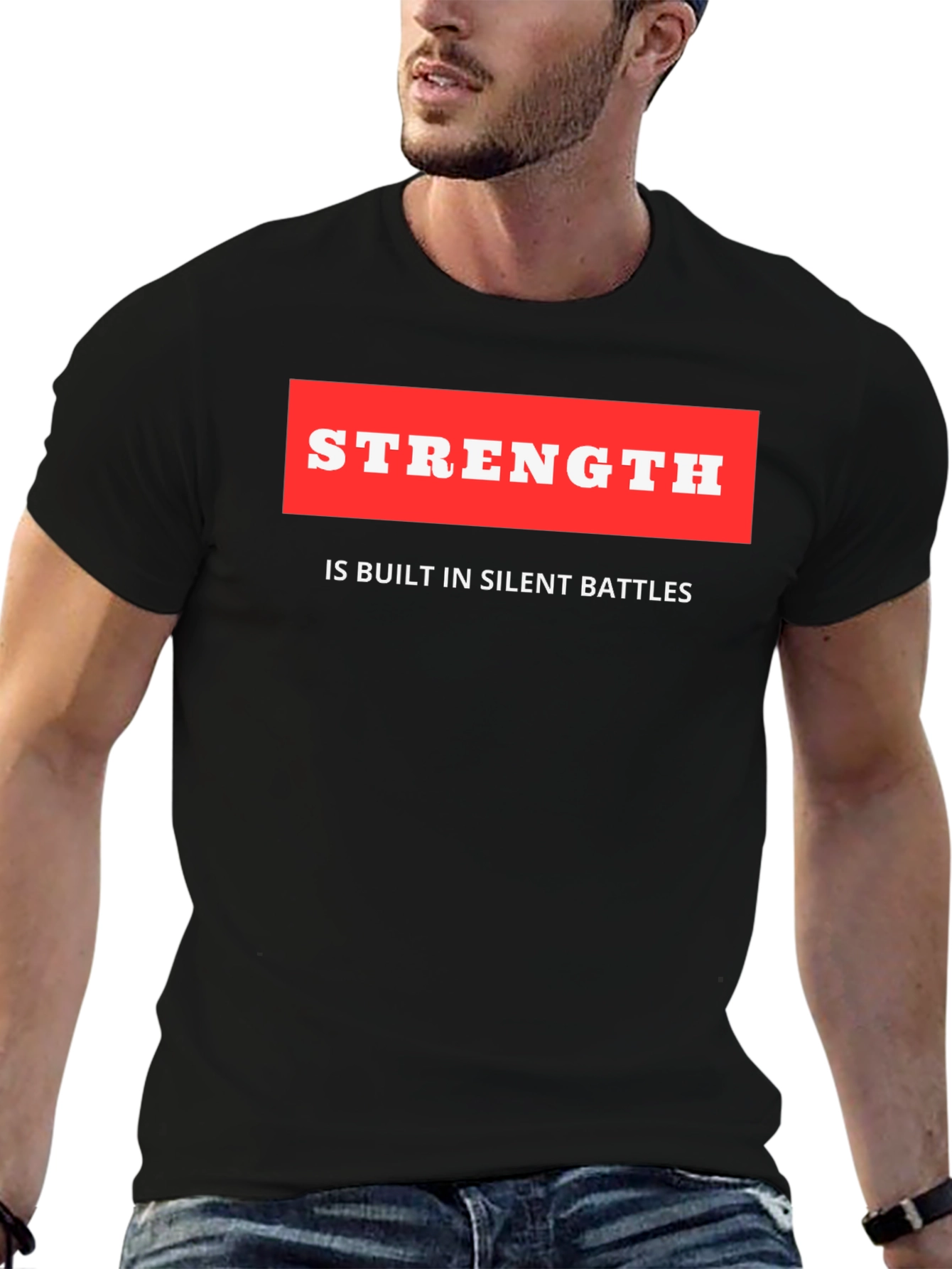 Strength Quote Black T-Shirt