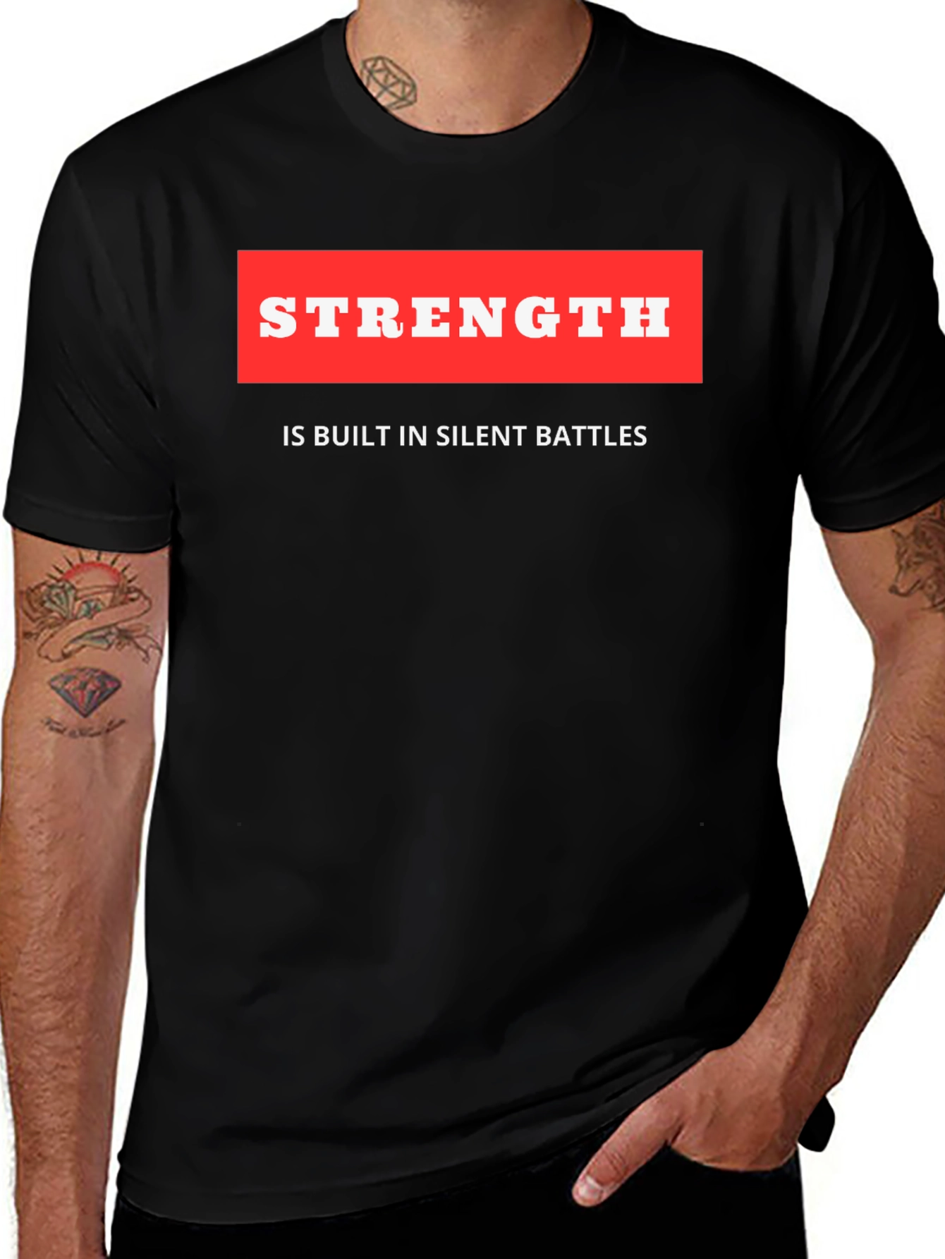 Strength Quote Black T-Shirt