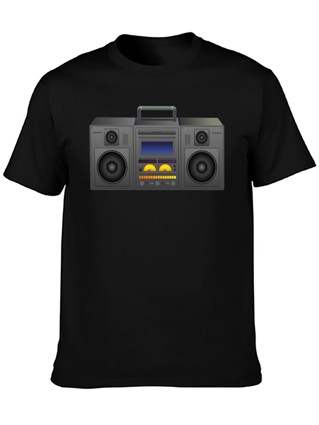 Retro Boombox Graphic T-Shirt - Black