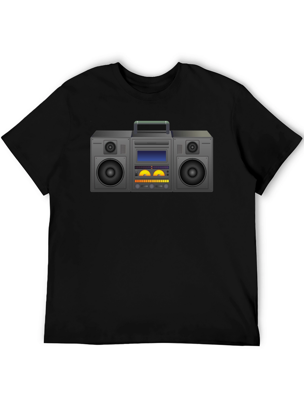 Retro Boombox Graphic T-Shirt - Black