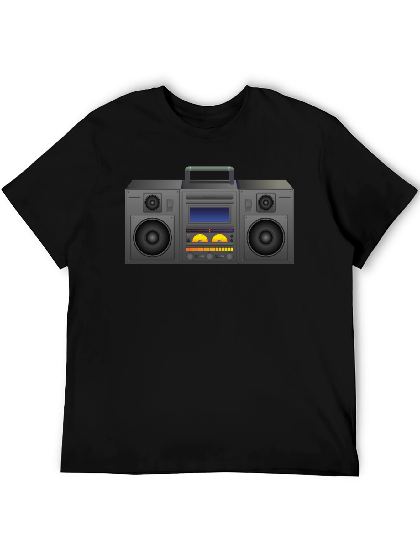 Retro Boombox Graphic T-Shirt - Black